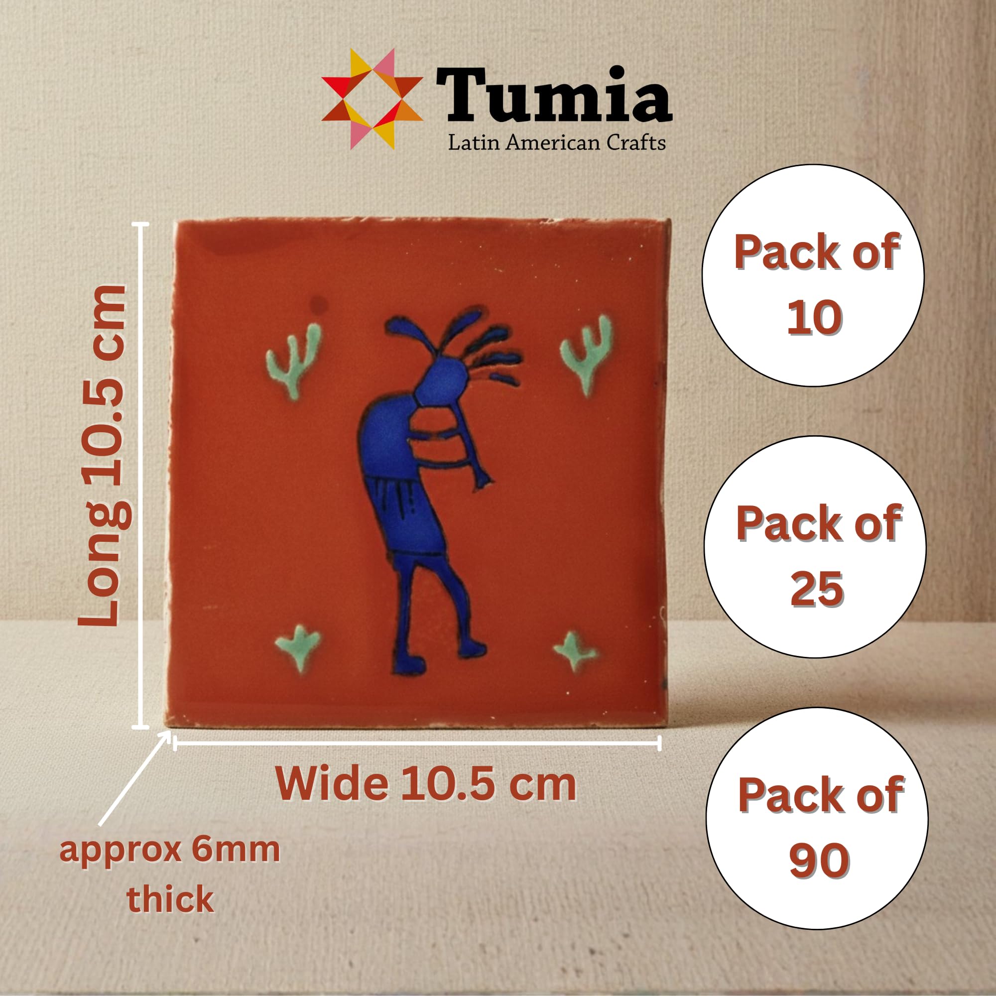 Tumia LAC Azulejos Mexicanos Artesanales de Talavera de 10.5cm