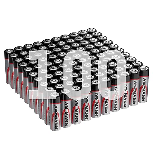 ANSMANN Piles alcalines Mignon AA 1,5V (Lot de 100) – Piles LR6 pour Lampe de Poche, Manette Xbox, Guirlande électrique, etc. – Piles universelles jetables garanties sans métaux Lourds