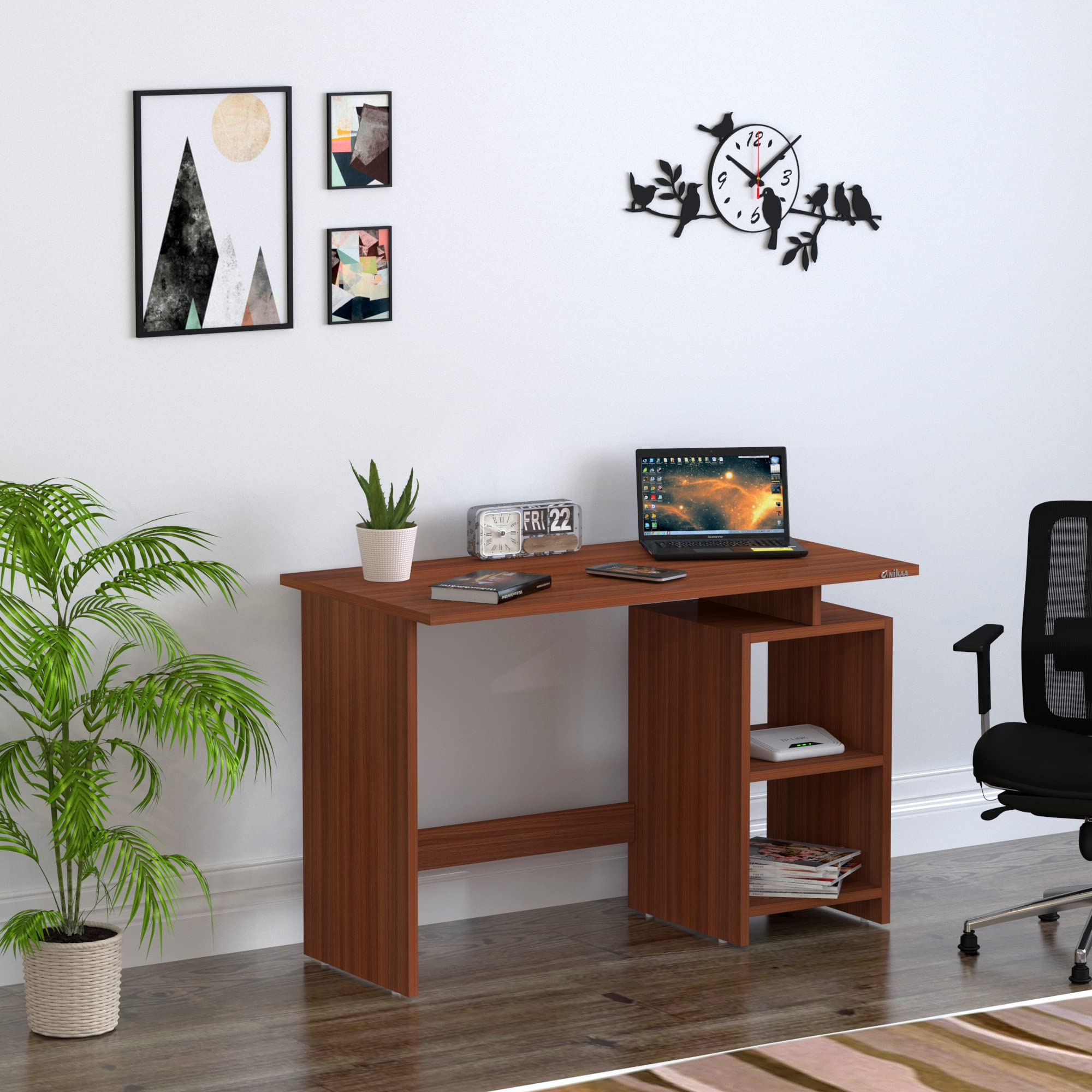 Anikaa Calisto Engineered Wood Study Table | Writing Desk | Computer Desk | Study Desk | Office Desk | Small Office Table | Laptop Table | Computer Table (Walnut) (D.I.Y) Matte Finish
