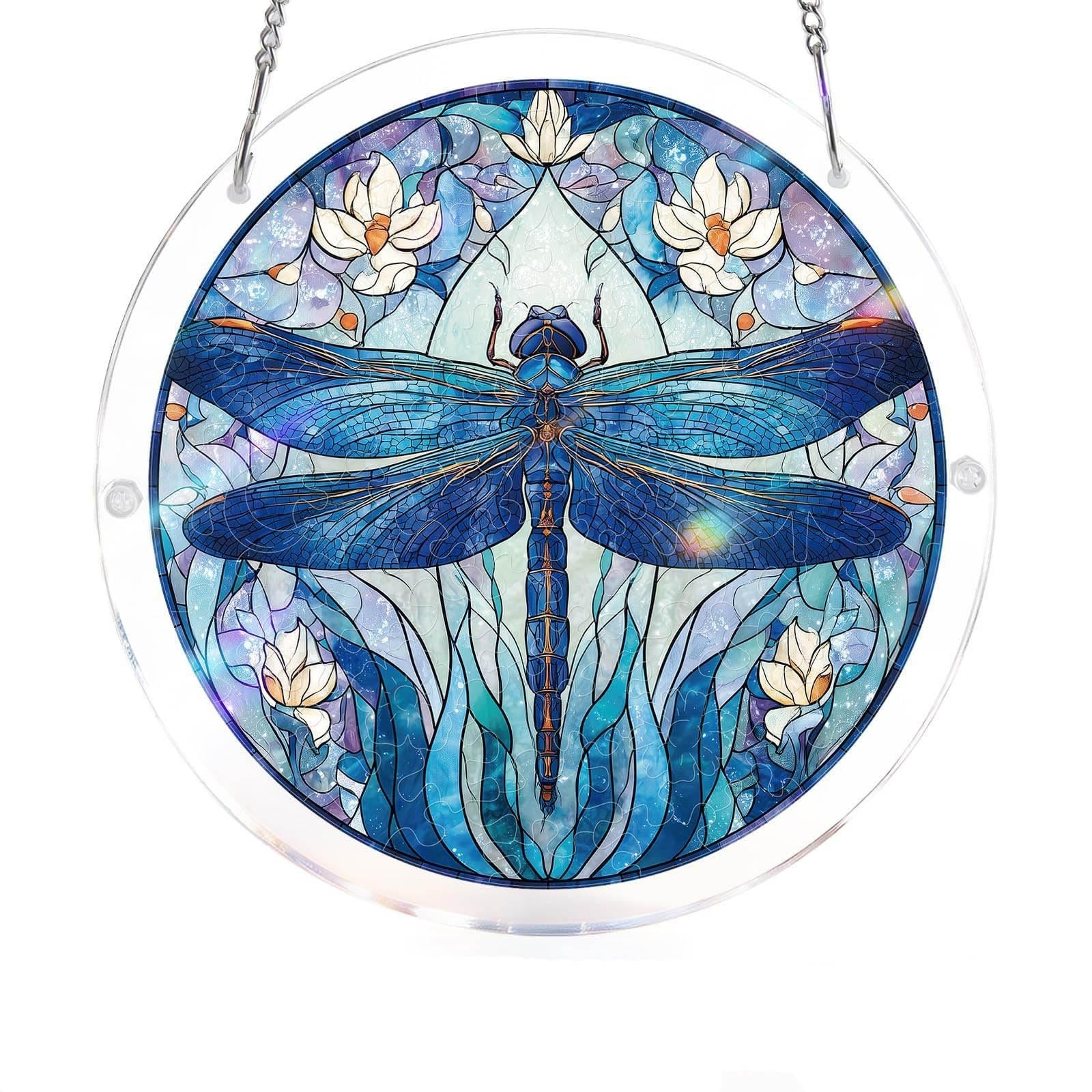 Acrylic Puzzles Suncatcher, 7.4 Inch Suncatcher Puzzle Garden Decoration, DIY Stained Glass Effect Sun Catcher Kit Window Hanging for Adults (B) — view 7