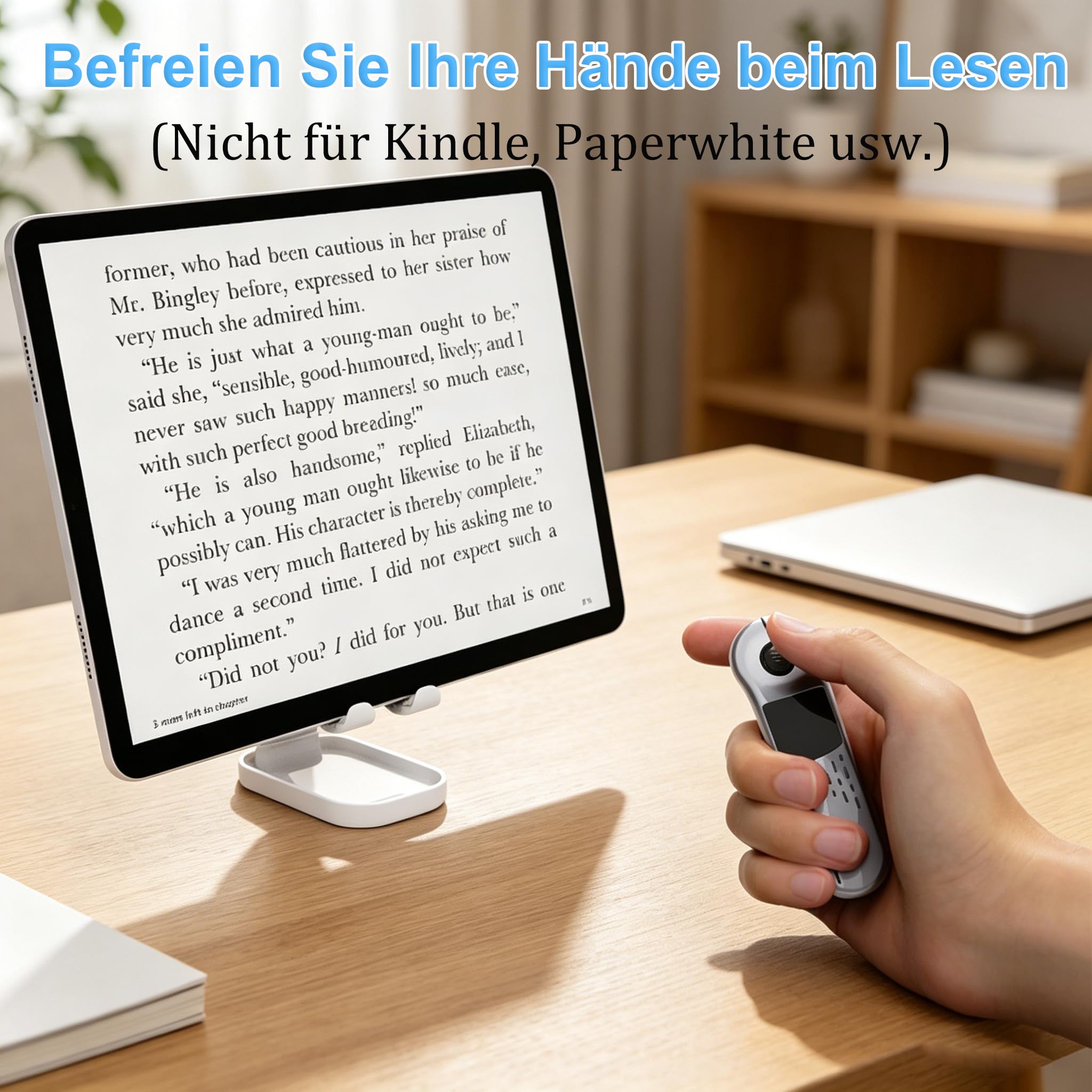 Air-Laser-Maus mit Touchpad, Kabellose Bluetooth Wiederaufladbare Fernbedienung für TikTok Kurzvideo,PPT-Präsentation,E-Book Seitenwender,Kamera-Auslöser,für Telefon Tablet PC Laptop Computer-Grau