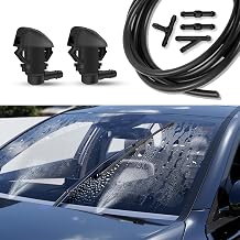 Windshield Washer Nozzles Kit, Front Windshield Washer Nozzle Assembly, 76810-SZA-A01ZA Wiper Spray Washer Jet and Fluid Hose with Connectors for Honda Pilot 2009-2012 2014 2015