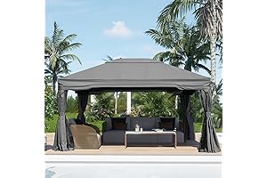 BPS 12x14 ft. Aluminum Gazebo with Mosquito Netting and Curtains