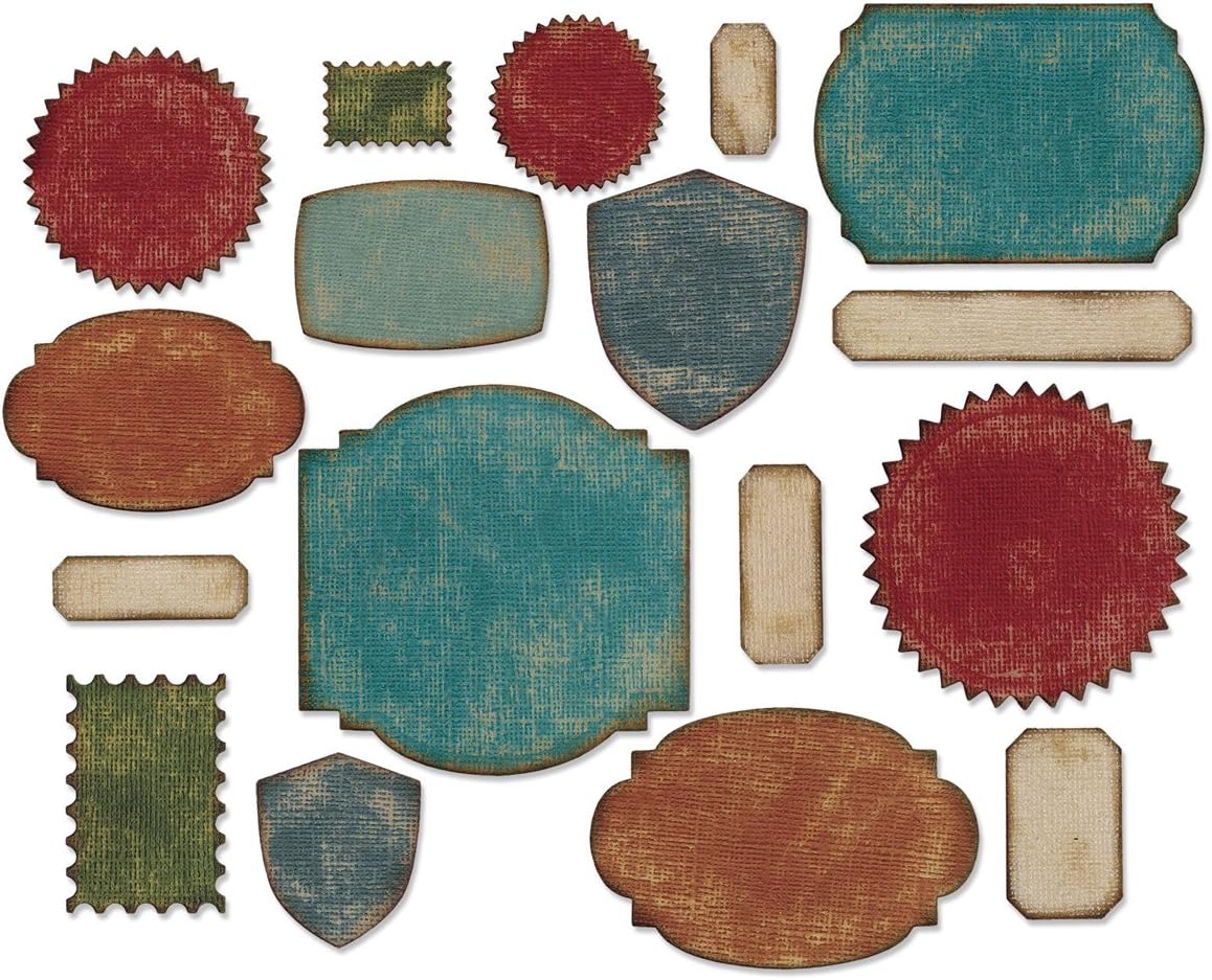 SizzixMulti Thinlits Die Set , Labels by Tim Holtz, 17 Pack, Color, One Size