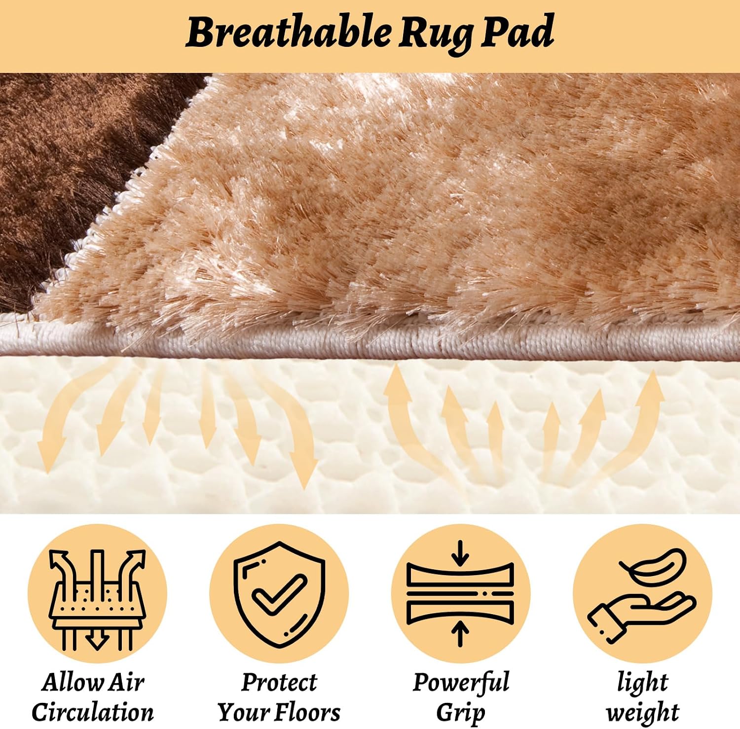 8 x10 Ft Non Slip Rug Pad Gripper for Hardwood Floors White Carpet Padding 8x10 Rug Pad Non Slip for Hardwood Rug Mats for Under Rugs 8x10 Anti Slip Rug Padding, Provide Protection and Cushion