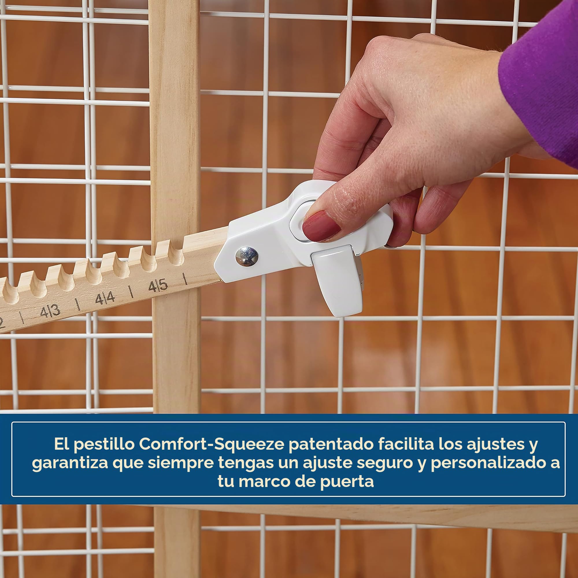 MidWest Homes for Pets - Puerta de seguridad de malla de alambre para mascotas, extensible de 73,6 a 127 cm de ancho, 81,3 cm de alto, de madera y alambre con recubrimiento en polvo
