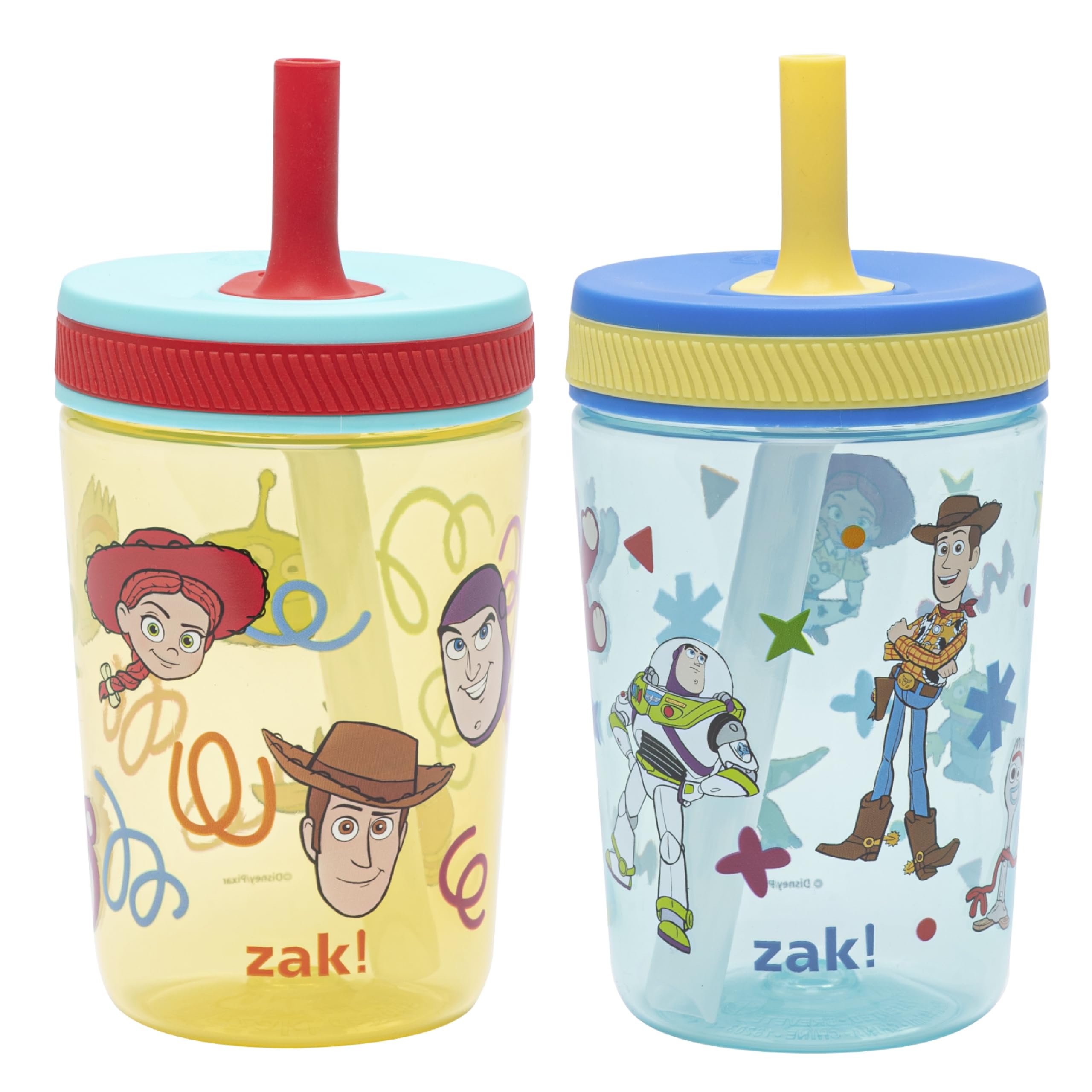 Zak Designs Disney Pixar Toy Story Kelso Toddler Tumblers For Travel or At Home, 15oz 2-Pack Durable Plastic Sippy Cups With Leak-Proof Design is Perfect For Kids (Woody, Buzz & Friends)-image-23