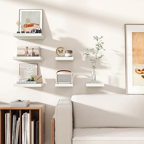 Miniatura 6 de Estantes flotantes cuadrados para pared de 8 pulgadas de ancho x 8 pulgadas de profundidad x 1.2 pulgadas de alto, pequeños estantes de pared de