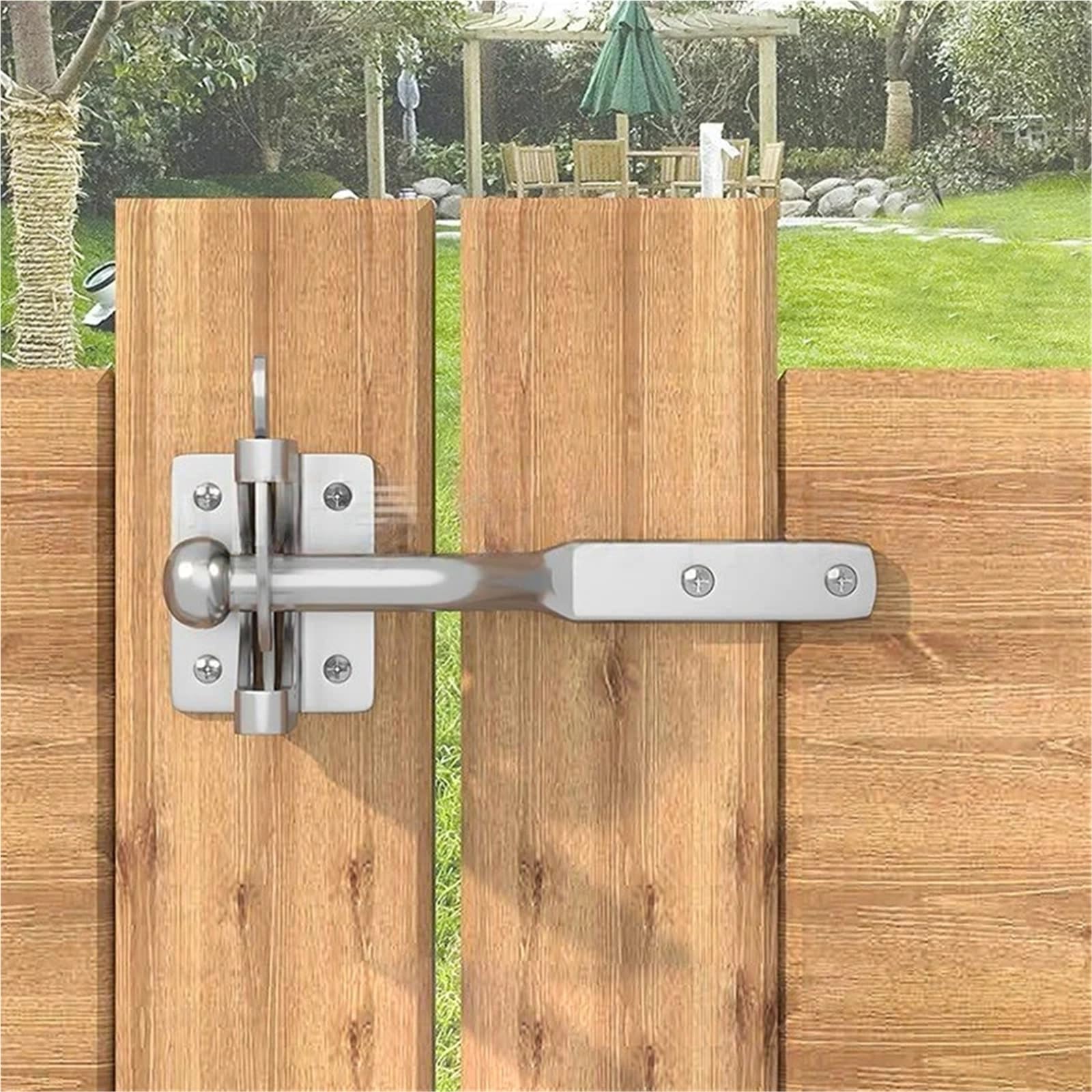 Pestillo Puerta Exterior Pestillo de puerta valla, bisagra hebilla galvanizada negra/cerradura acero al carbono(Silver,144mm)