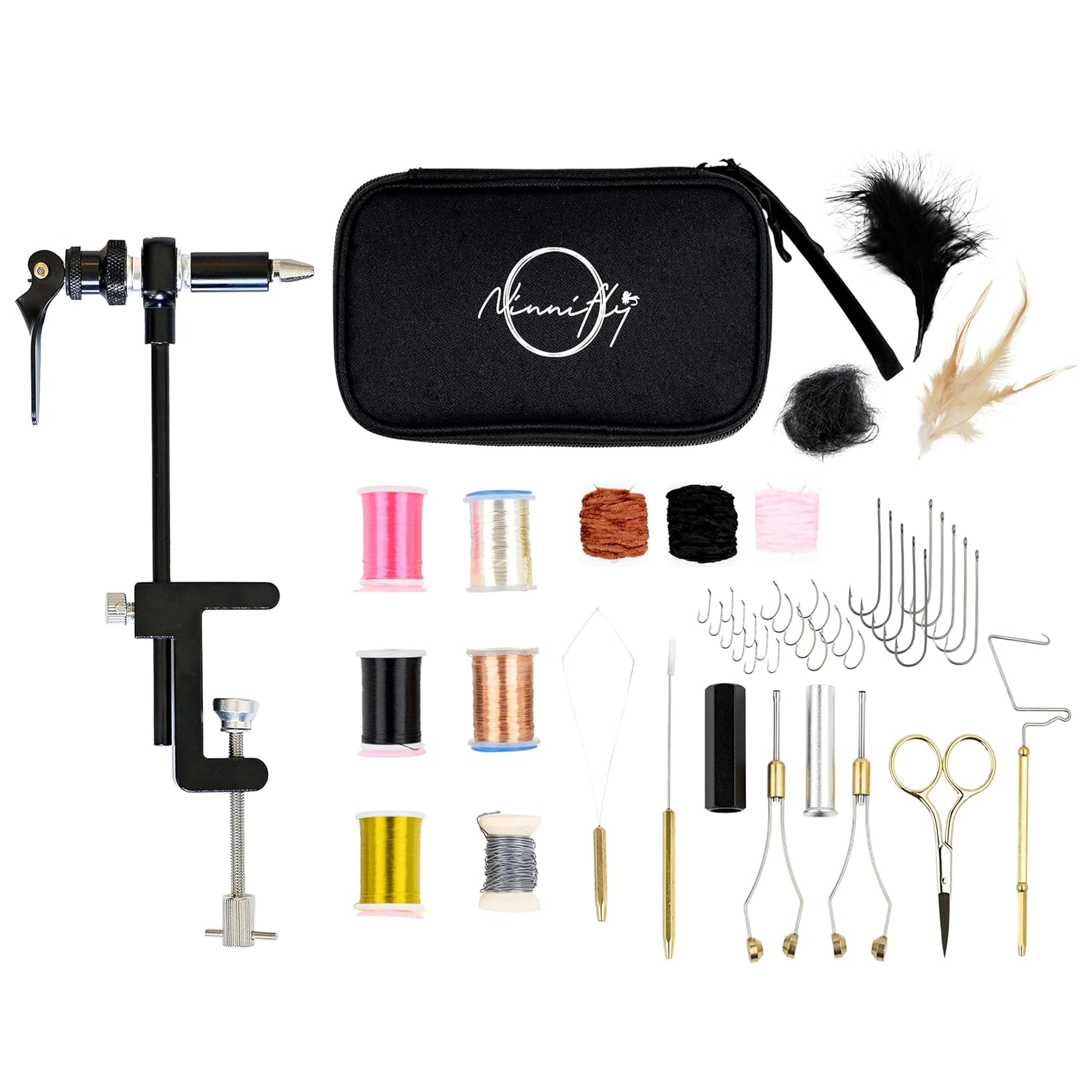 Fly Tying Kit for Beginners - Fly Tying Materials Kit w/Over 100 Tool Pieces/with Travel Case - All-in-ONE Beginner Starter Kit with Instructions
