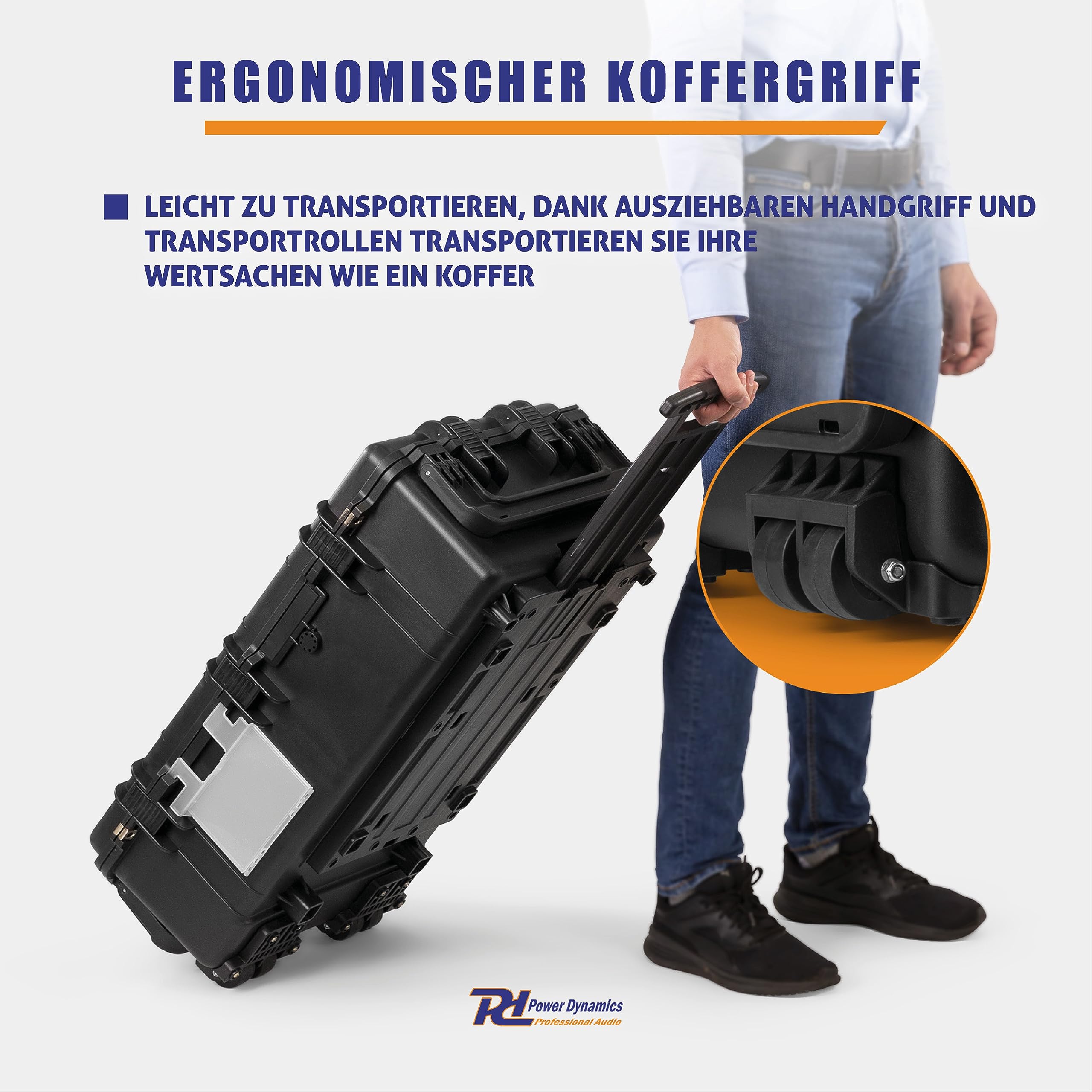 Power Dynamics GIGCase42T, Universal Outdoor Hartschalenkoffer, Trolley, Wasserdicht, Kamera Koffer mit Schaumstoffeinlage, Foto Koffer, Pistolenkoffer, Transportkoffer mit Schaumstoff und Rollen