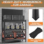 Workbench with Pegboard, Adjustable Heavy Duty Work Table with Wheels, Heavy Duty Workstation, Metal Tool Work Bench for Garage Warehouse Workshop, 48" H x 18" D x 34" W(with Pegboard)