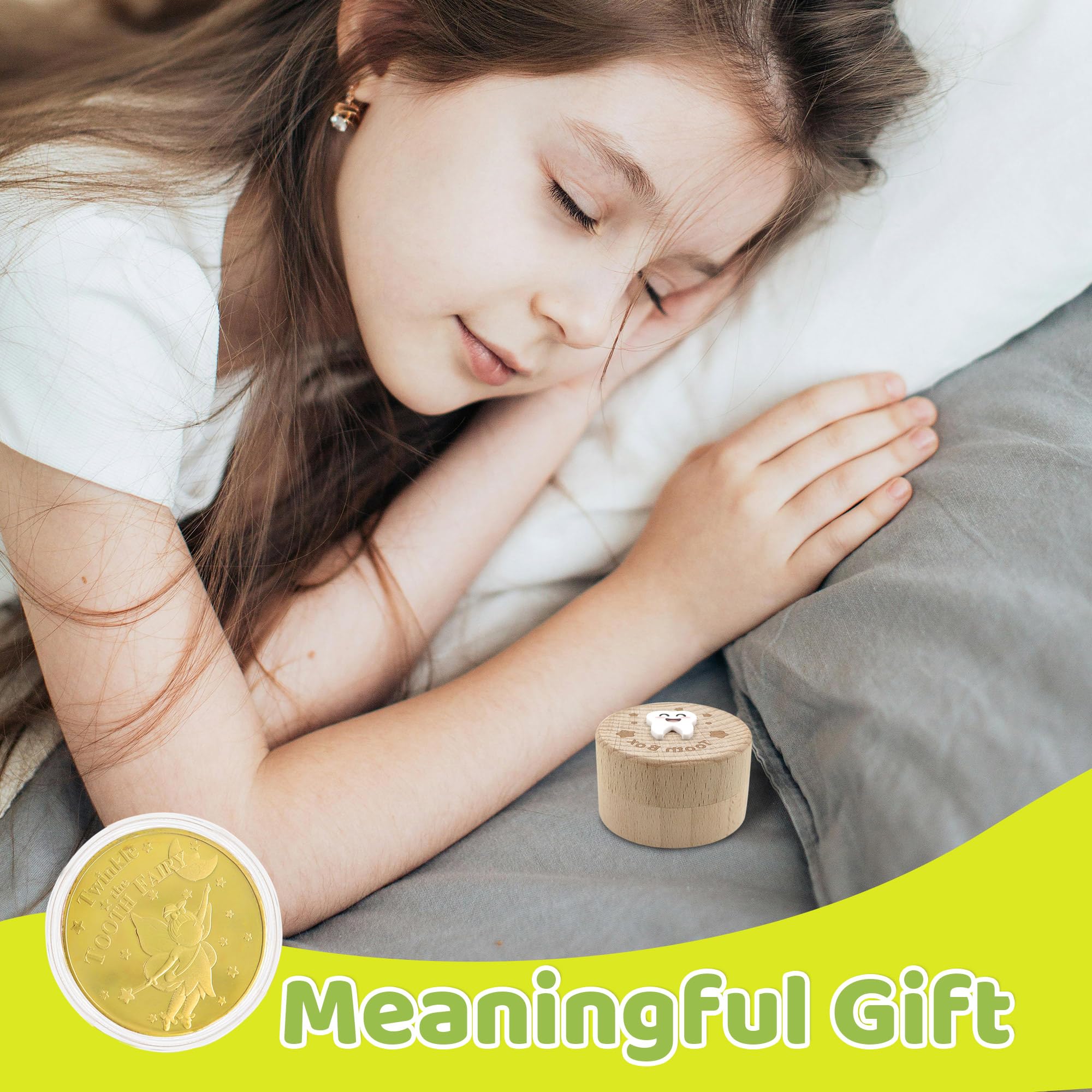 Simaixing Wooden Tooth Fairy Box, Cute Tooth Fairy Tooth Holder - Image 3