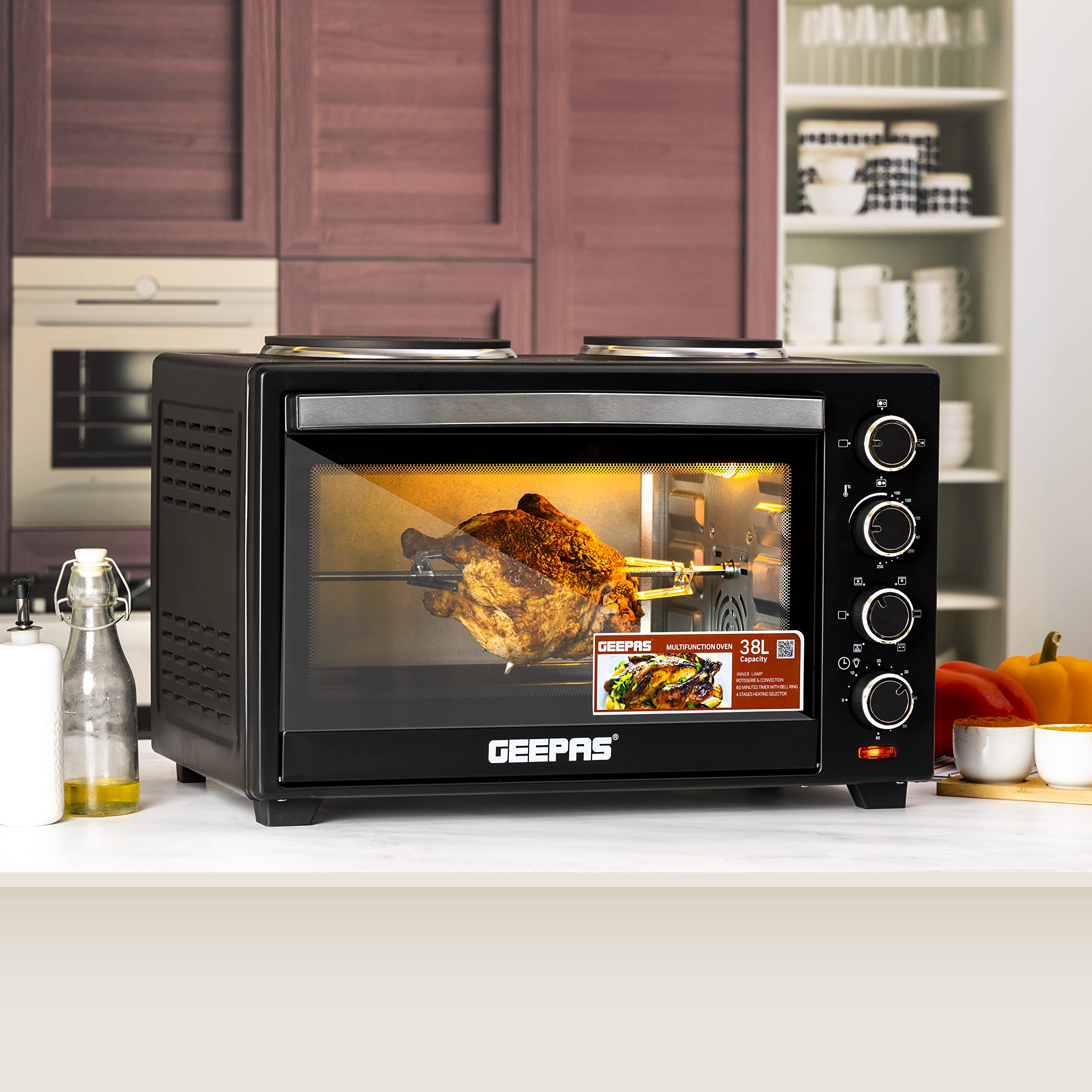 Buy GeepasElectric Oven With Rotisserie & Convection, 38L, Go34052