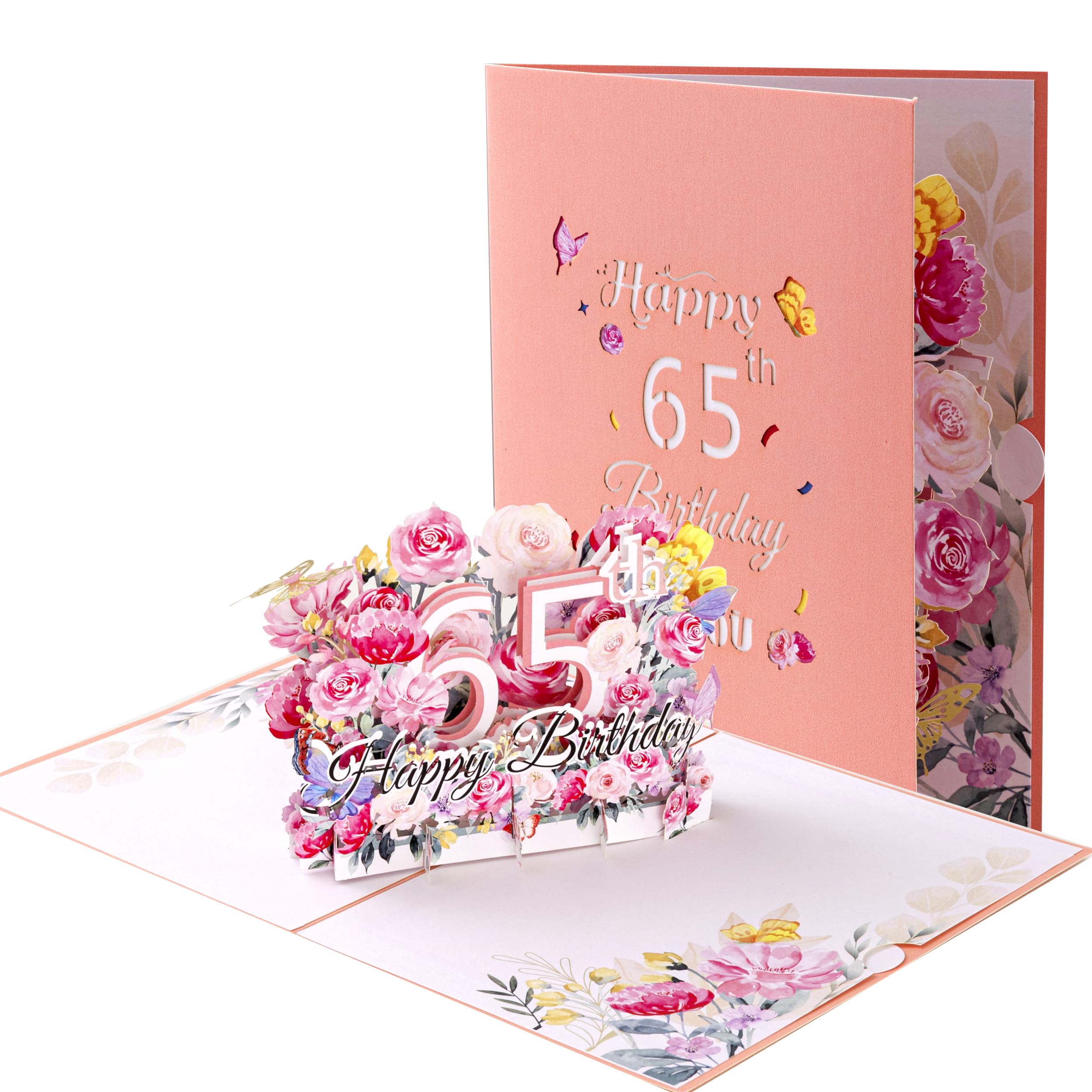 CNLITIHEKA Carte D'anniversaire Pop-up 3D Pour Maman, Papa, Carte De 65e Anniversaire Avec Note Et Enveloppe, Carte De Cadeau Pop-up 3D Pour Femme, Mari, Grand- Mère, Grand-père