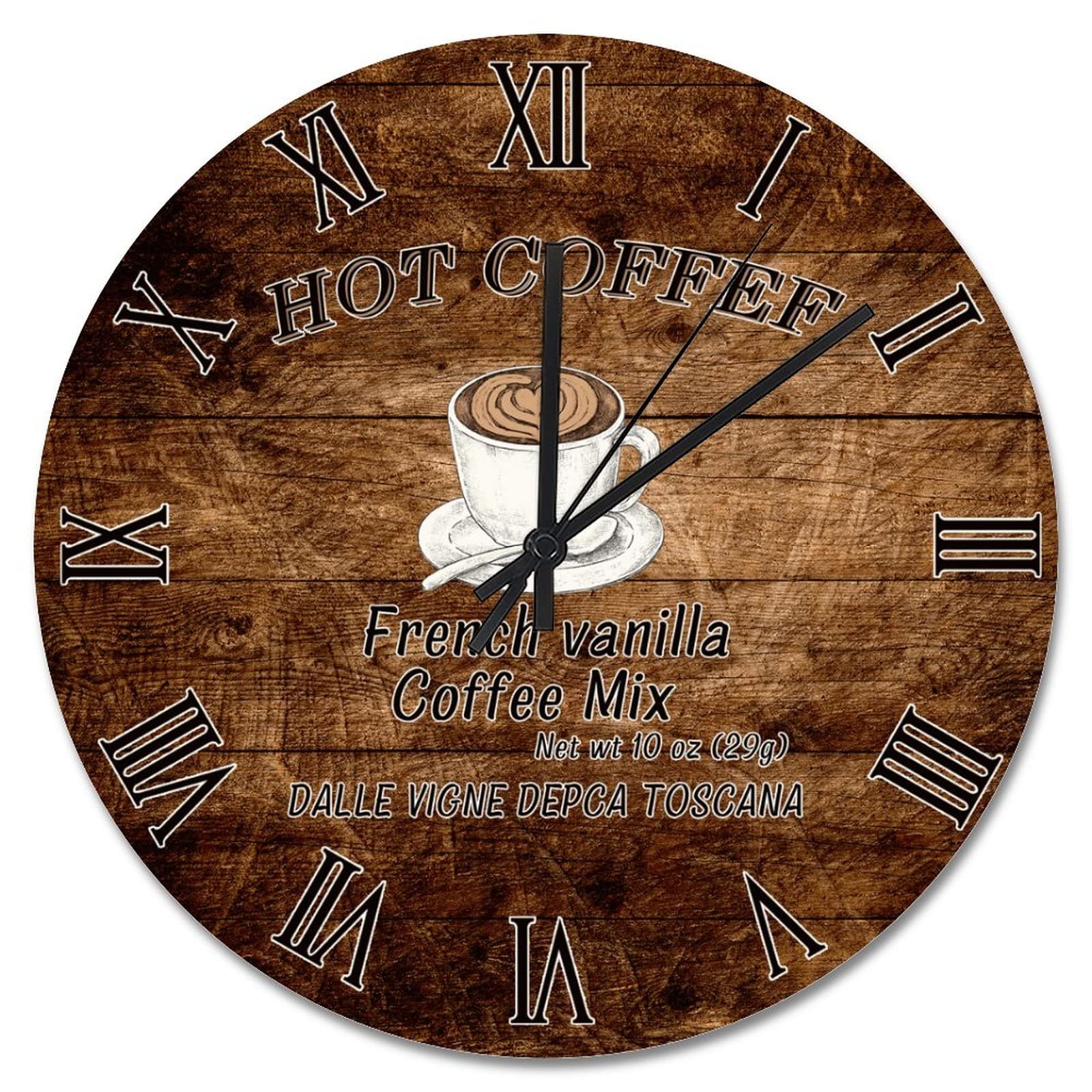 Horloge murale en bois rustique à piles pour décoration intérieure