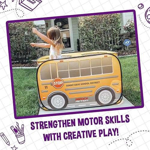 Miniatura 5 de Sunny Days Entertainment Autobús escolar desplegable  Casa de juegos interior para niños  Regalo de juguete de vehículo amarillo para niños y niñas