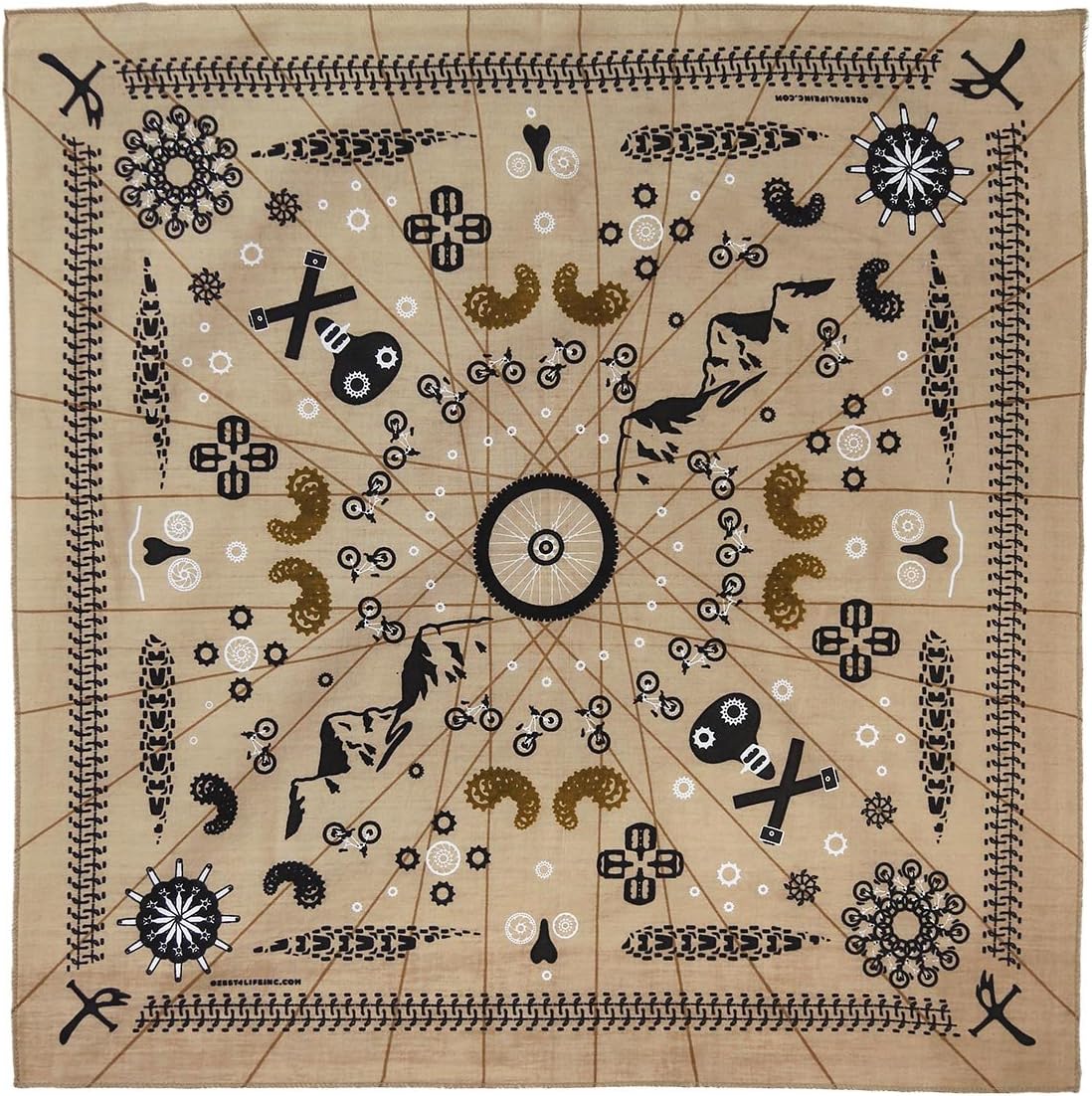 Zest For LifeMountain Bike Bandana Handkerchief 22x22 Inches - Tan