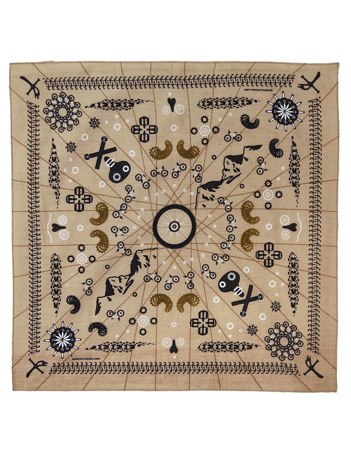 Zest For LifeMountain Bike Bandana Handkerchief 22x22 Inches - Tan