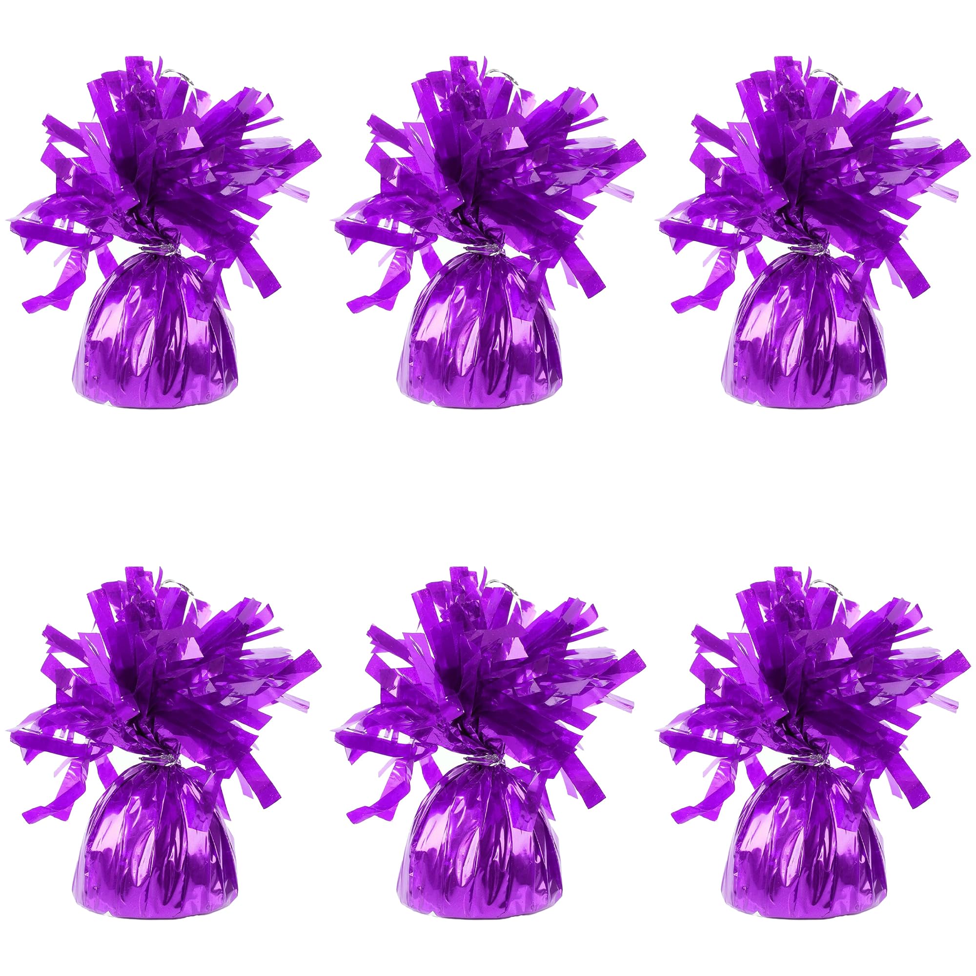 Foil Balloon Weights for Helium Balloons in Deep Purple Foil - 6x 160g Heavy Balloon Weights Birthday Party Wedding Celebration Décor with Tassles