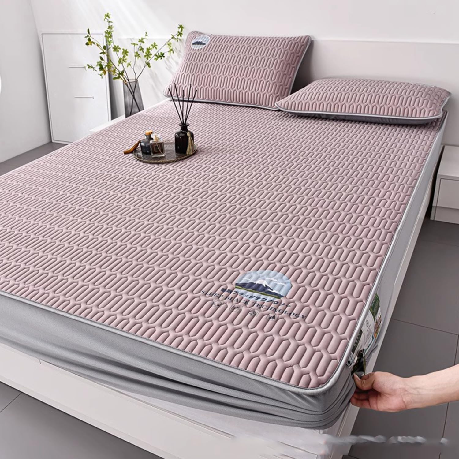 LDLCYCN Latex Mattress Protector Cooling Mattress Cover Queen Size Fitted Sheet
