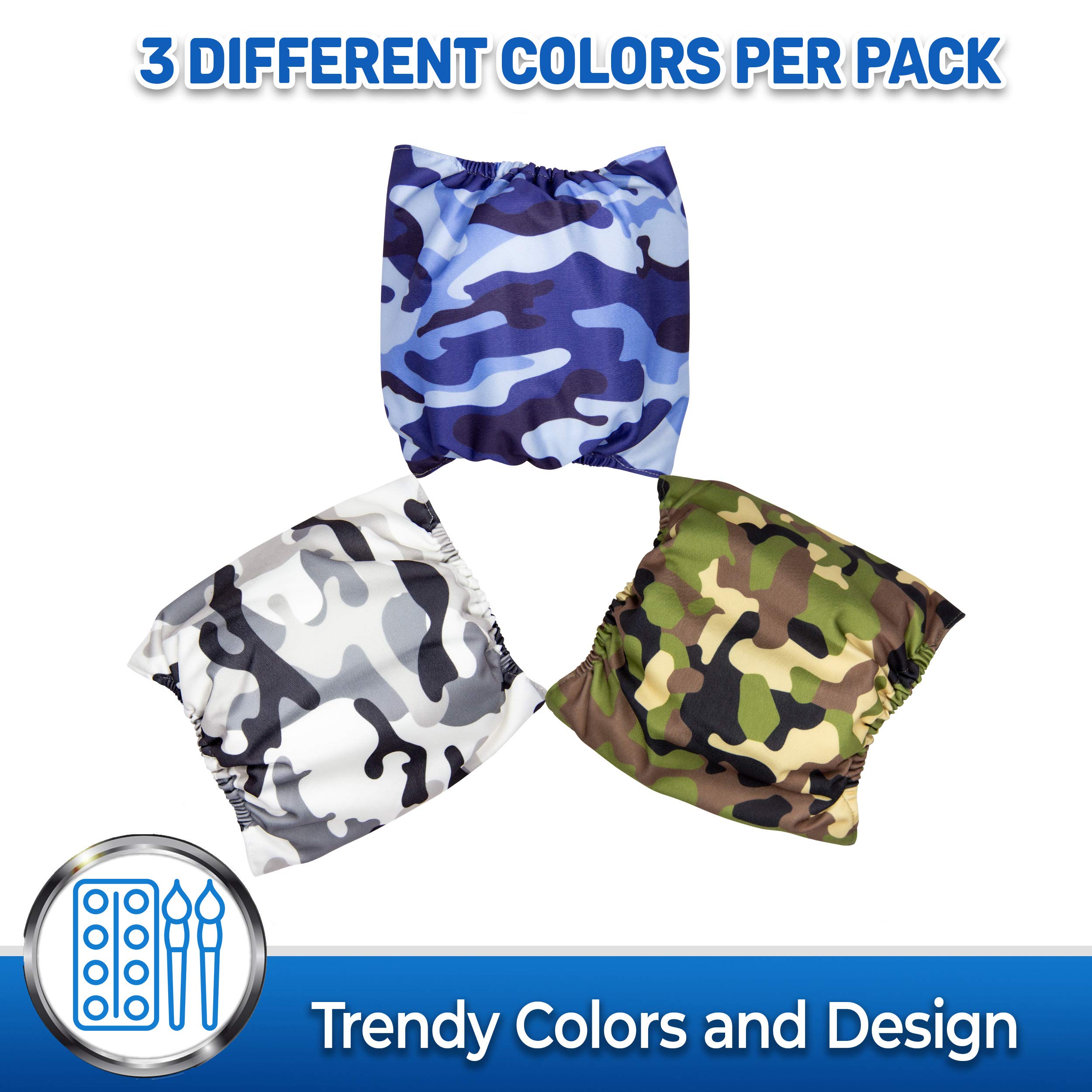 PET MAGASIN Pannolini da Pancia per Cani Maschi, Confezione da 3, Impermeabile (Camo, S)