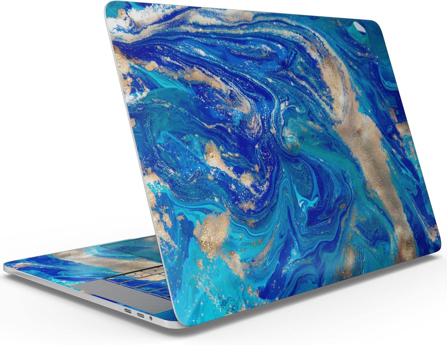 DesignSkinz - Vivid Blue Gold Acrylic - Full-Body Wrap Protective Decal Skin Kit Compatible with MacBook 14" Pro M1 (A2442)