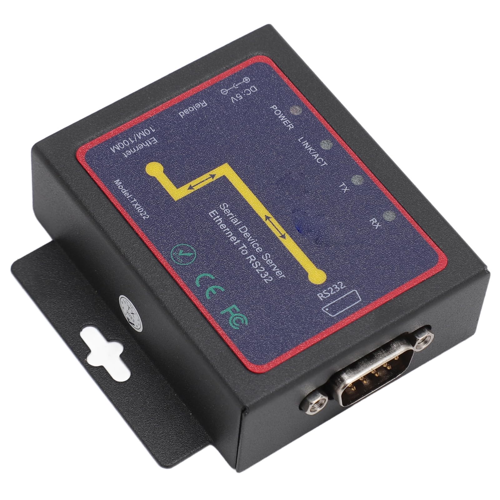 Adaptador de Red Serie/IP, Adaptador de Red Serie Ethernet TXI022 RJ45 a RS232 con MDI/MDIX Automático para Sistemas (Enchufe de la UE)