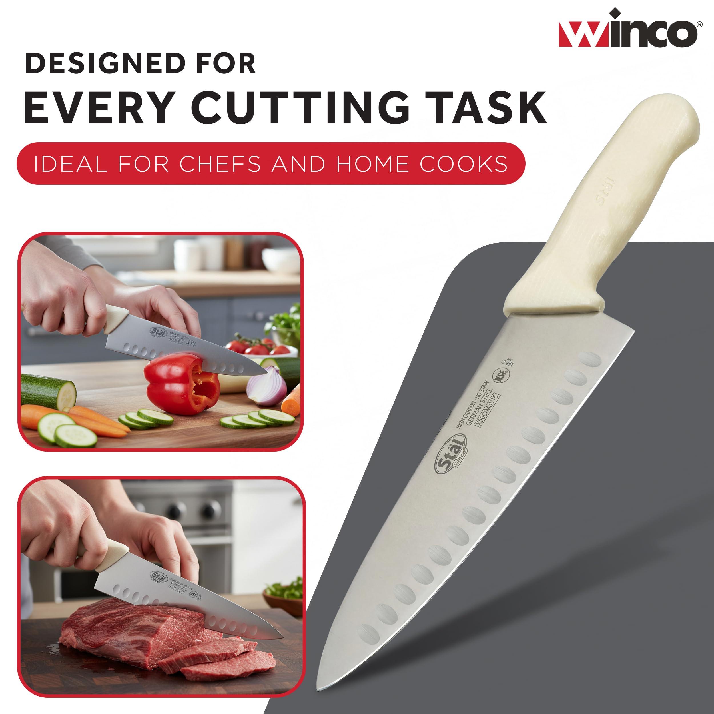 Winco 8" White Hollow Ground Chef's Knife — Amazon image 6