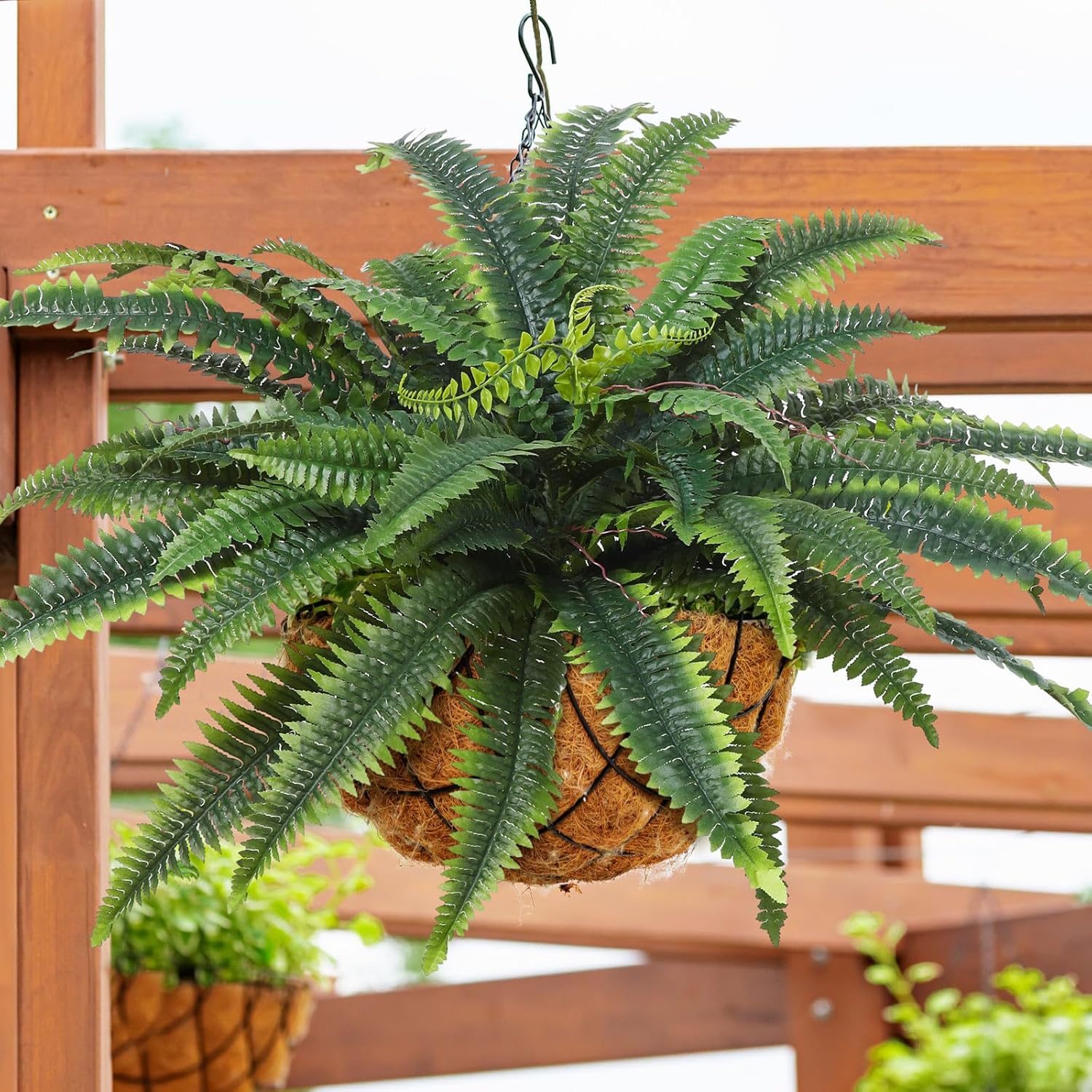 XunYee 4 Pcs Large Artificial Boston Fern Bush 39 Inches Faux Ferns for Outdoor Artificial Greenery Plants Large Fake Ferns Shrubs Decor for Indoors House Office Garden Patio Living Room