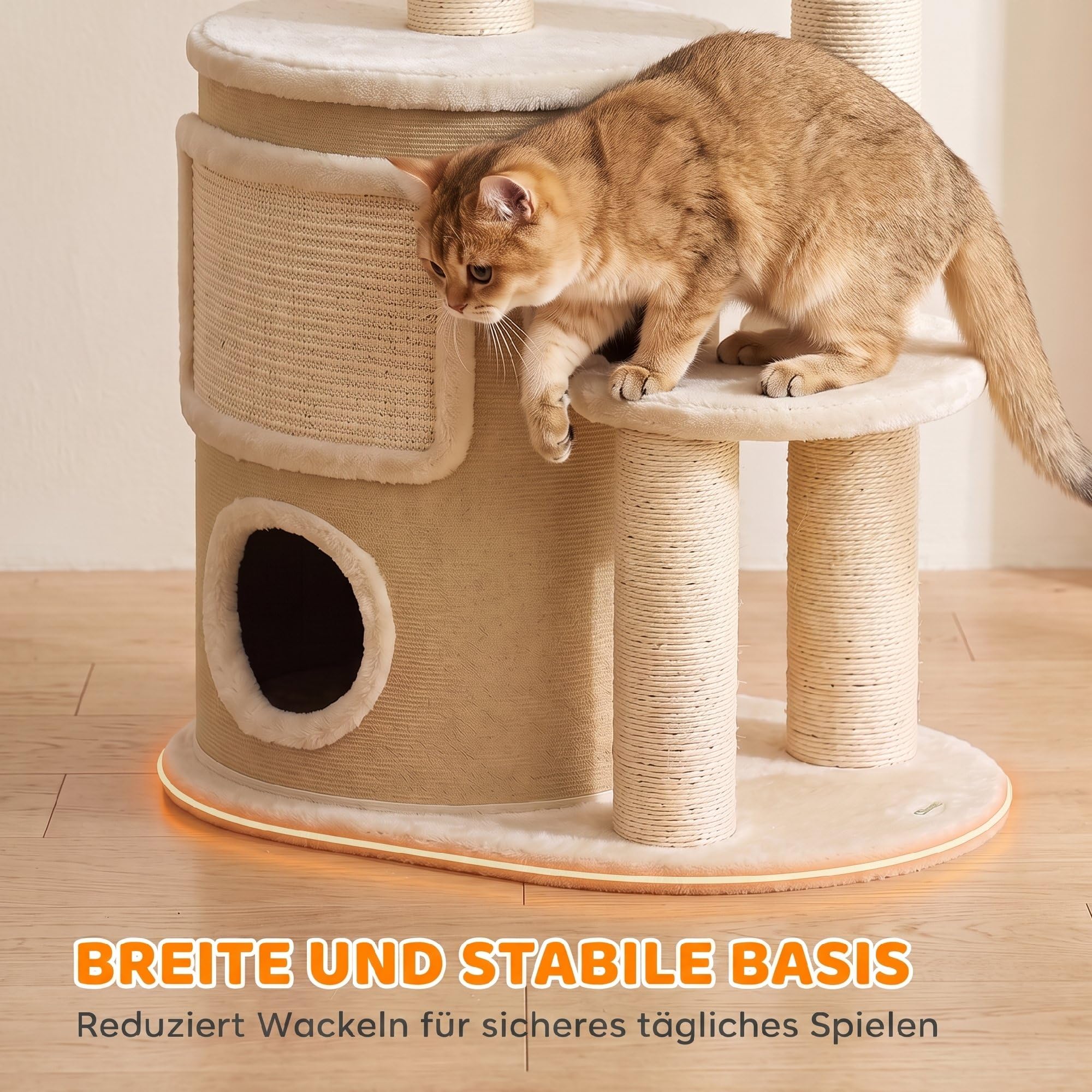 PawHut Kratzbaum mit 2-stöckiger Kratztonne für Katzen unter 5kg Beige