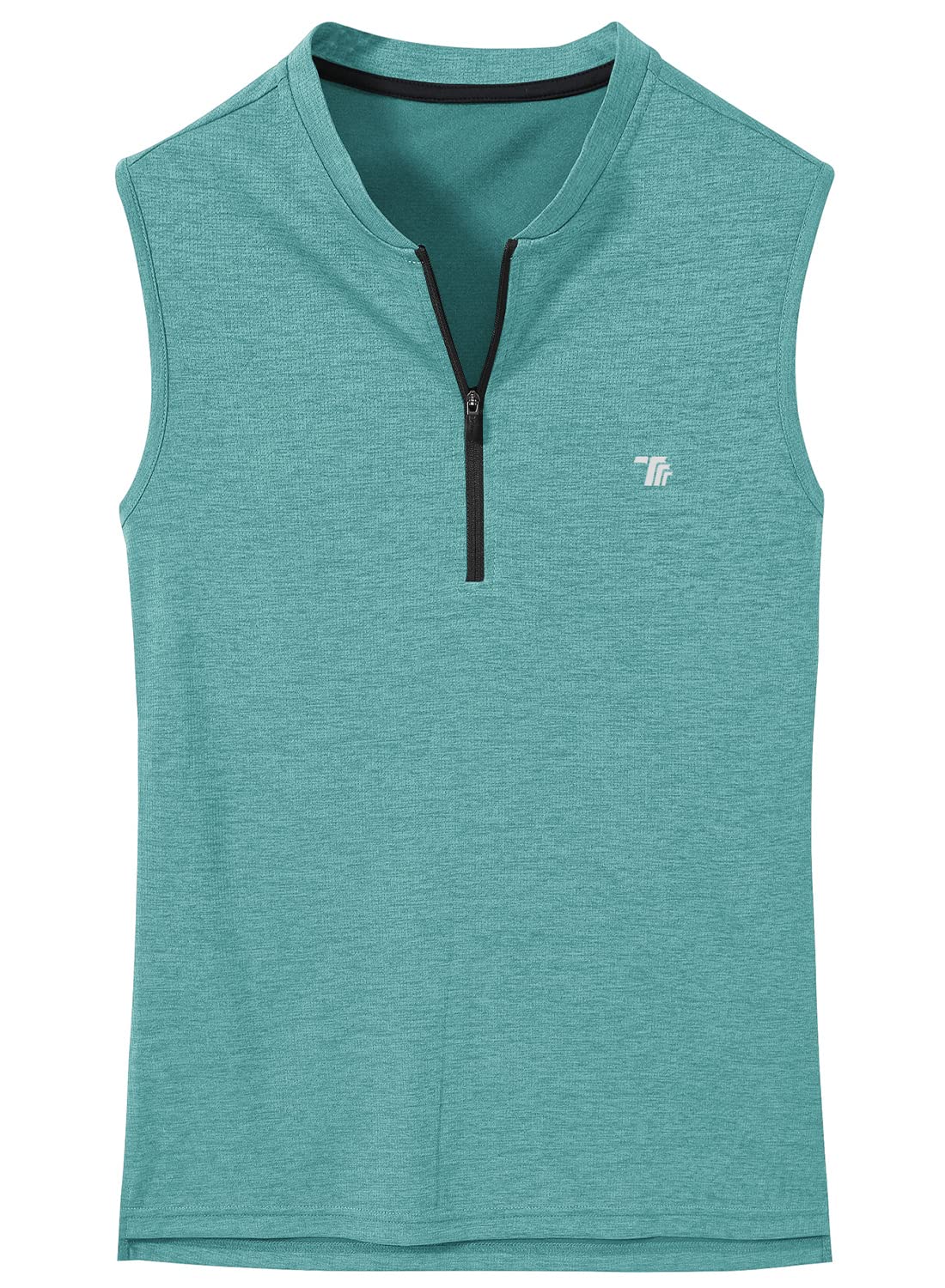 BGOWATU Women's Golf Polo Shirts Sleeveless Zip Up Collarless UPF 50+ Tennis T-Shirt Lightweight Quick Dry