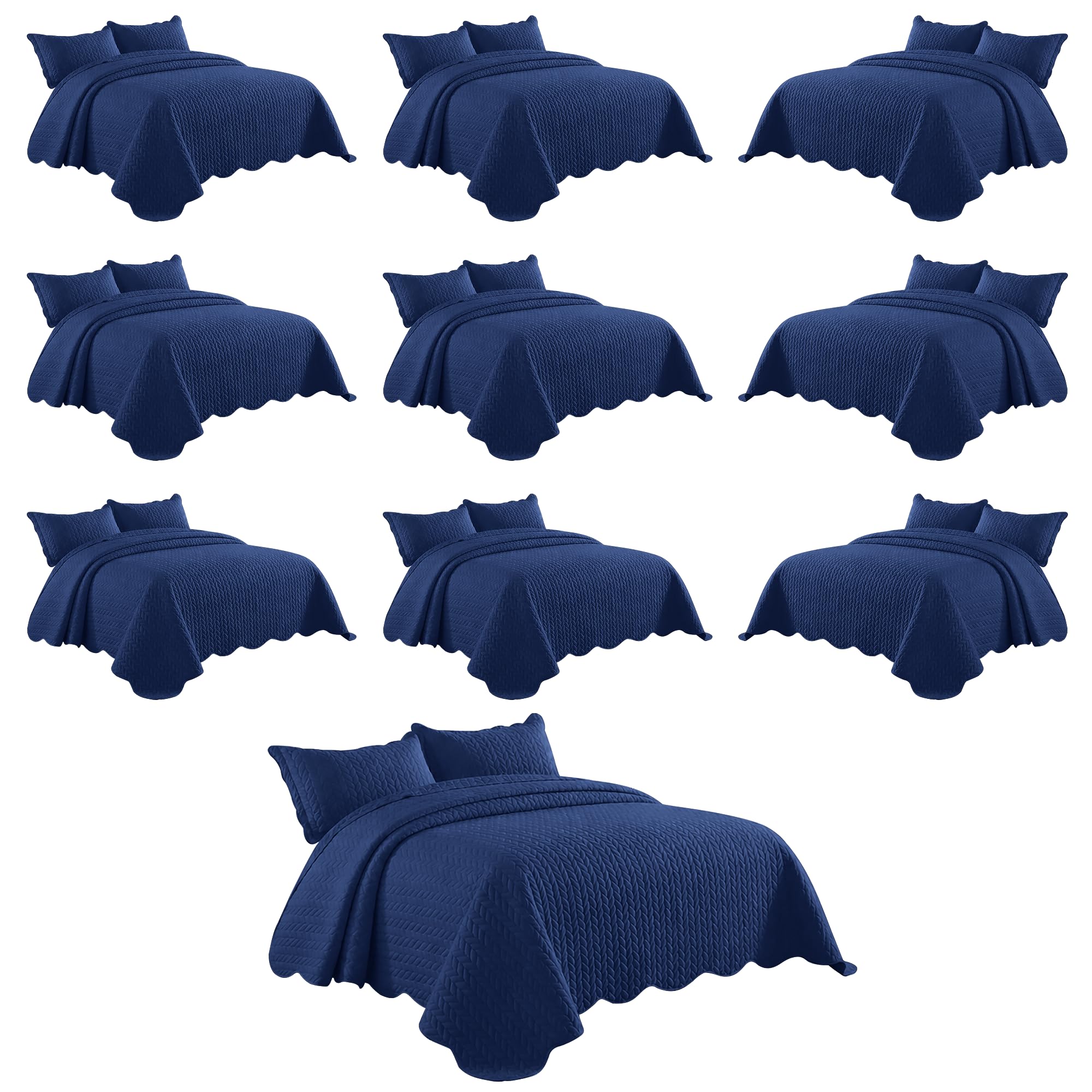 IR Imperial Rooms Twin Quilt Navy Leaf 10 Pack for Hotel Guest Bedroom