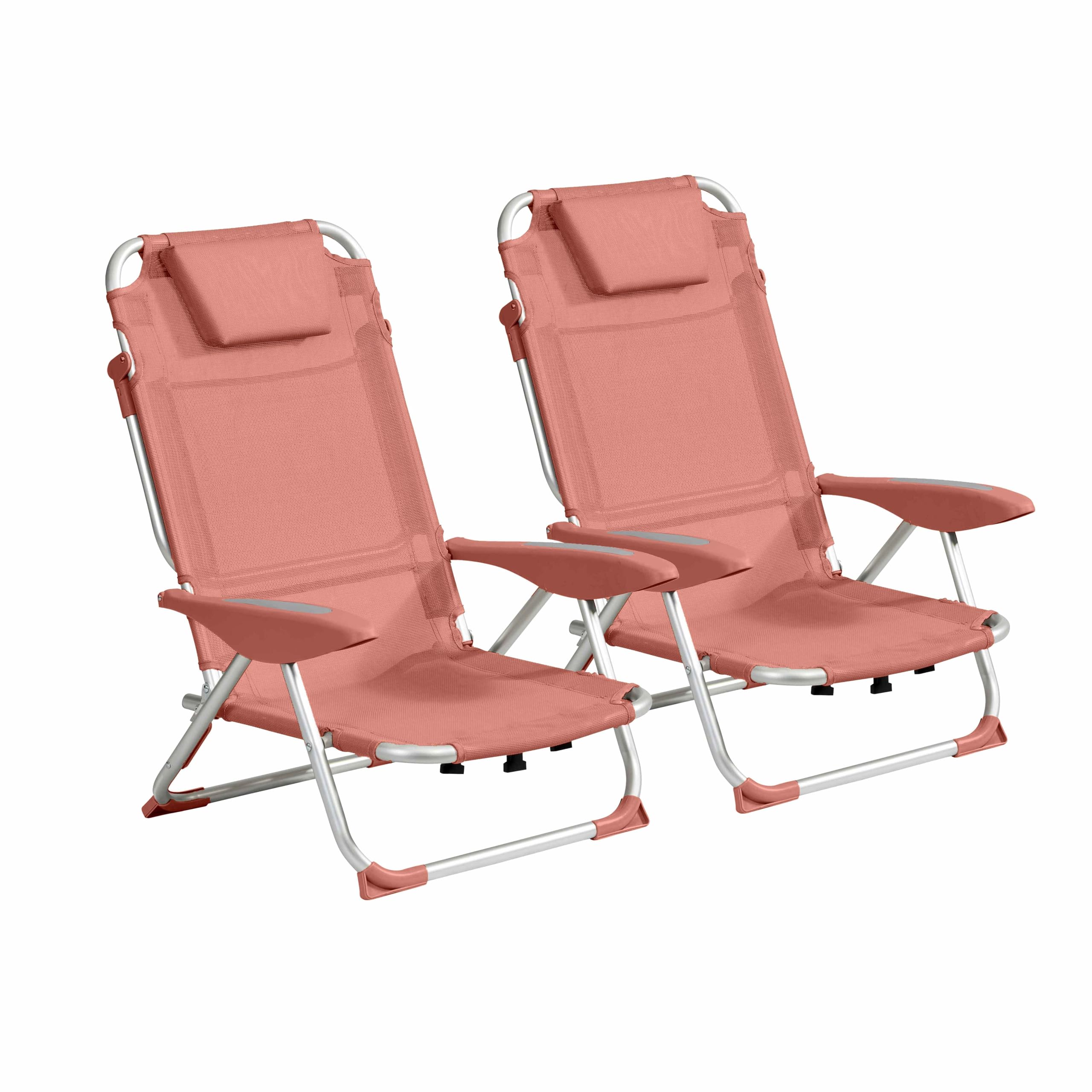 Oviala Lot de 2 fauteuils clic clac des plages en Polyester Papaye