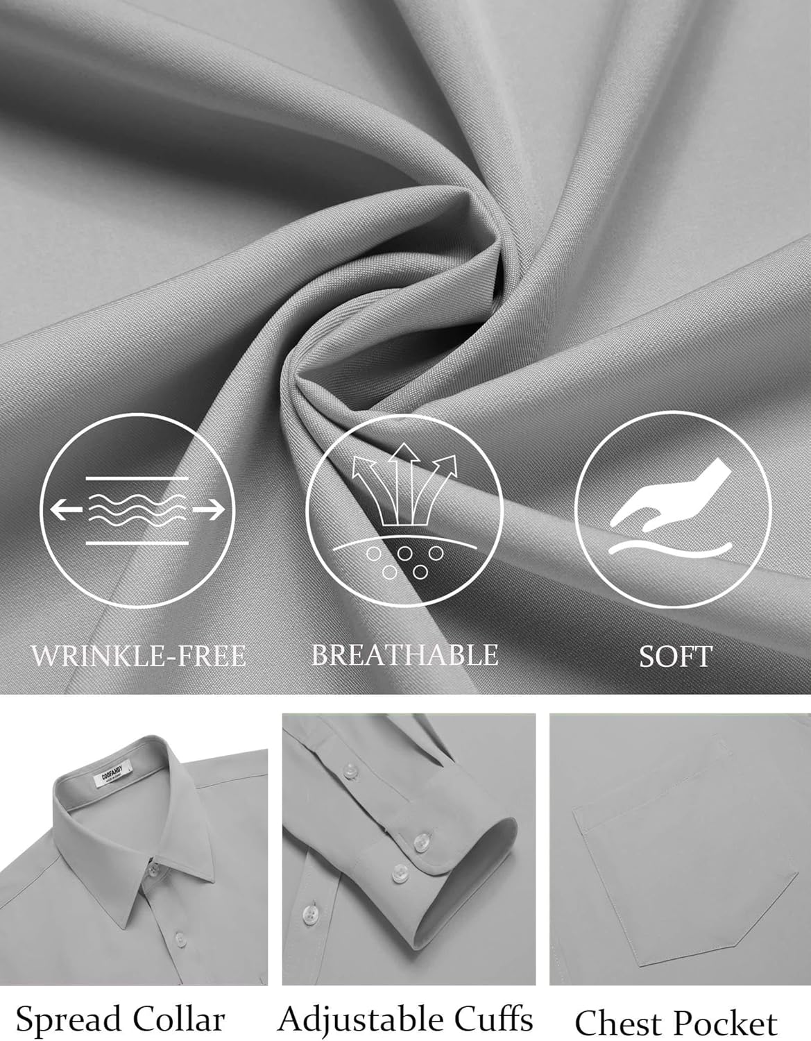 COOFANDY Mens Dress Shirts Wrinkle Free Long Sleeve Button Down Shirt Formal Business Shirts - Image 5