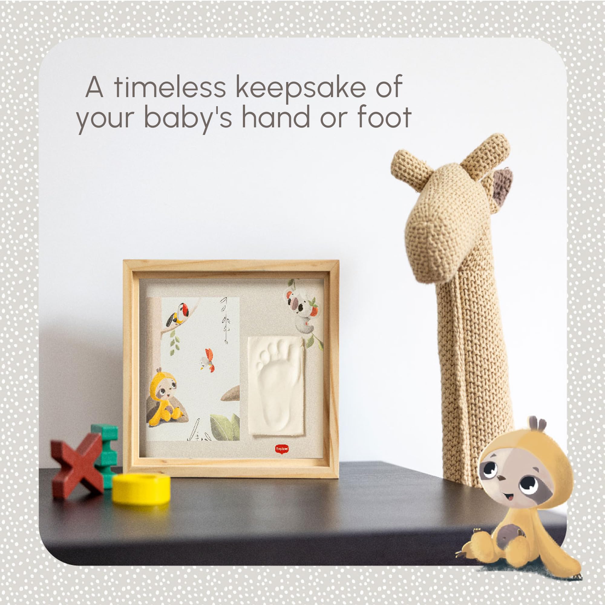 Tiny Love Simple Photo Frame, Baby Hand and Footprint Kit, Baby Photo Frame Clay Kit, Newborn Hand & Feet Print Keepsake - Image 2
