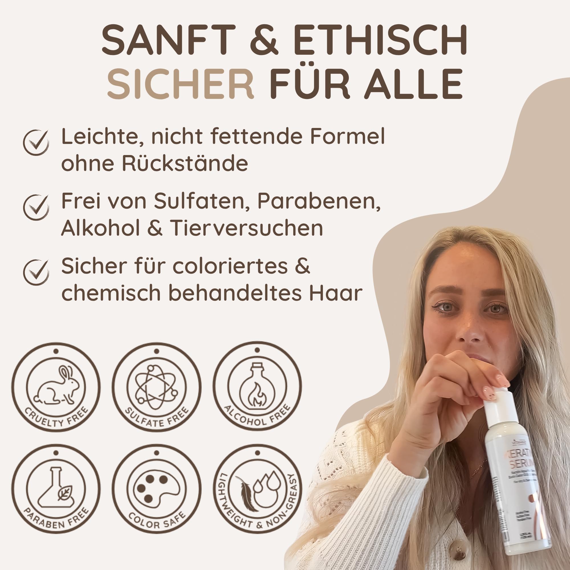Vitamins Haar Serum Keratin Haarpflege - Biotin, Kollagen und Castor Oil Anti Frizz Haarserum - Kokosöl Hitzeschutz Finish Protein Treatment für kaputte trockene Haare