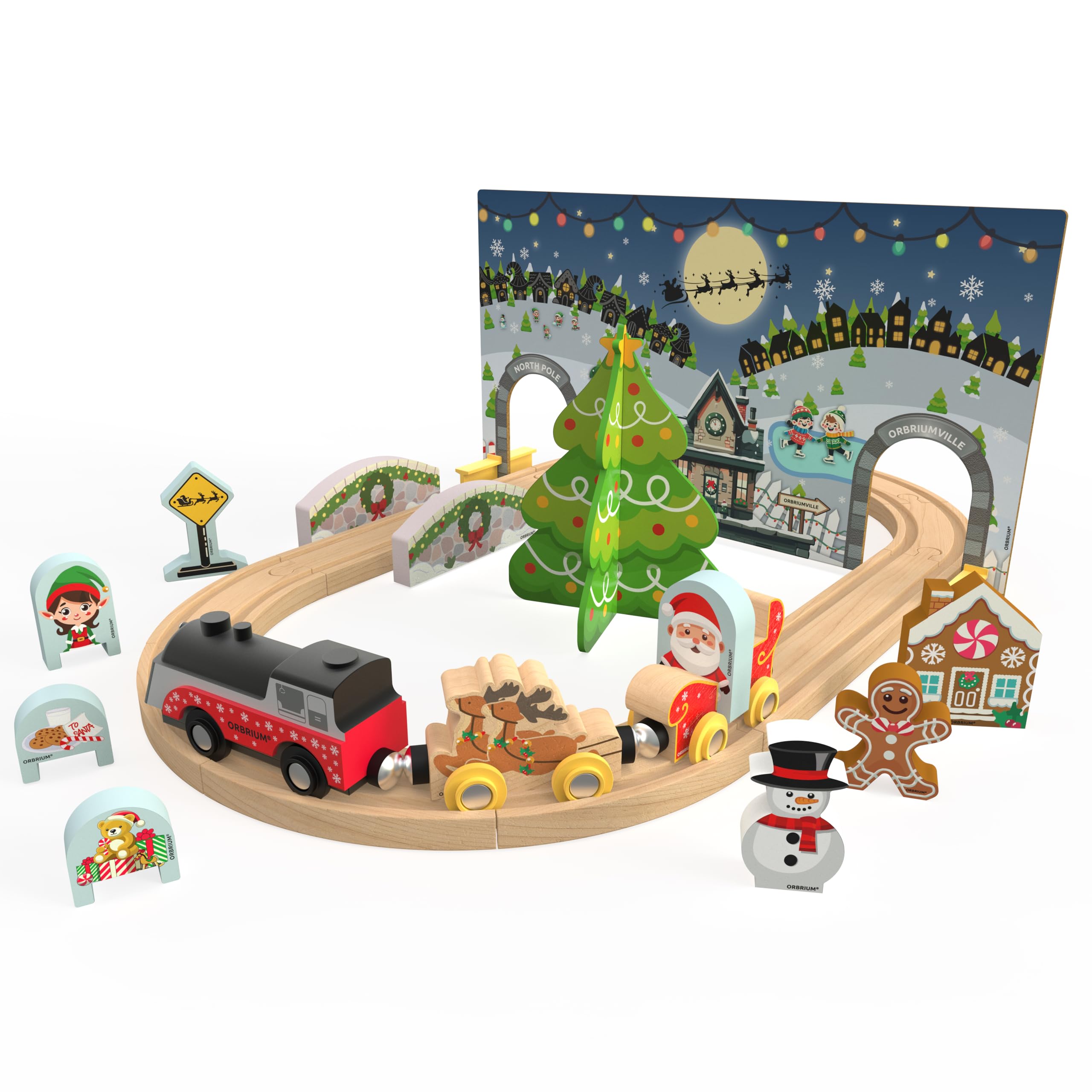 Amazon.com: Wooden Christmas Train Set Battery Operated Motorized