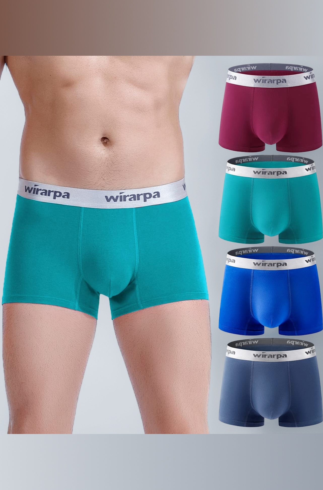 wirarpa Men's Cotton Underwear Boxer Brief Short Leg Covered Waistband Multipack