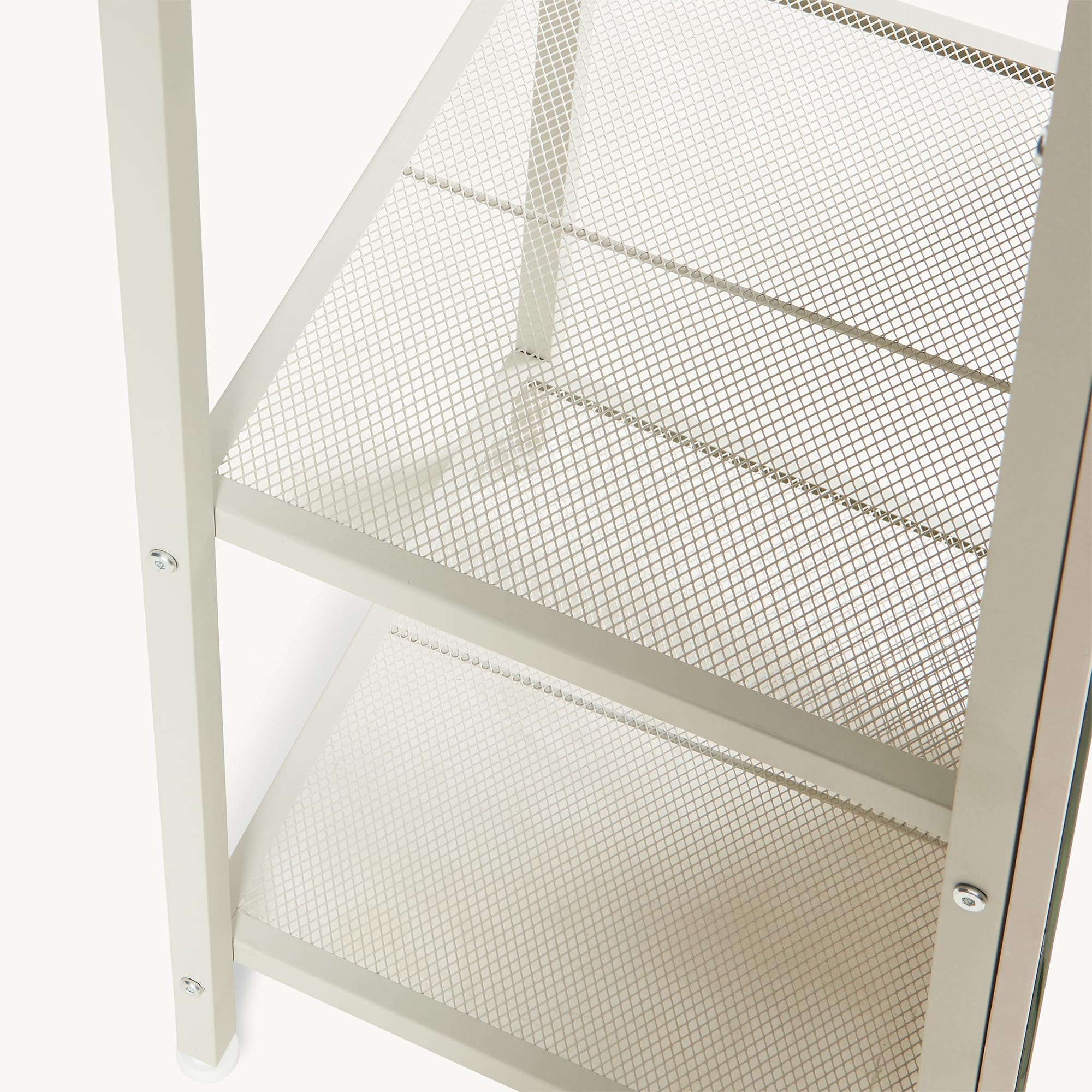 [en.casa] Espejo de Pie y Perchero Frenraby Mueble de Salón con Espejo de Cuerpo Entero 2 en 1 con Estantes y Barra para Colgar Ropa Dormitorio Vestidor Entrada Metal 165 x 40 x 35 cm - Oatmeal