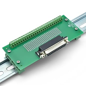 DB25 Female Screw Terminal Breakout Board with DIN Rail Clips, ST-DB25-F-R-DIIN