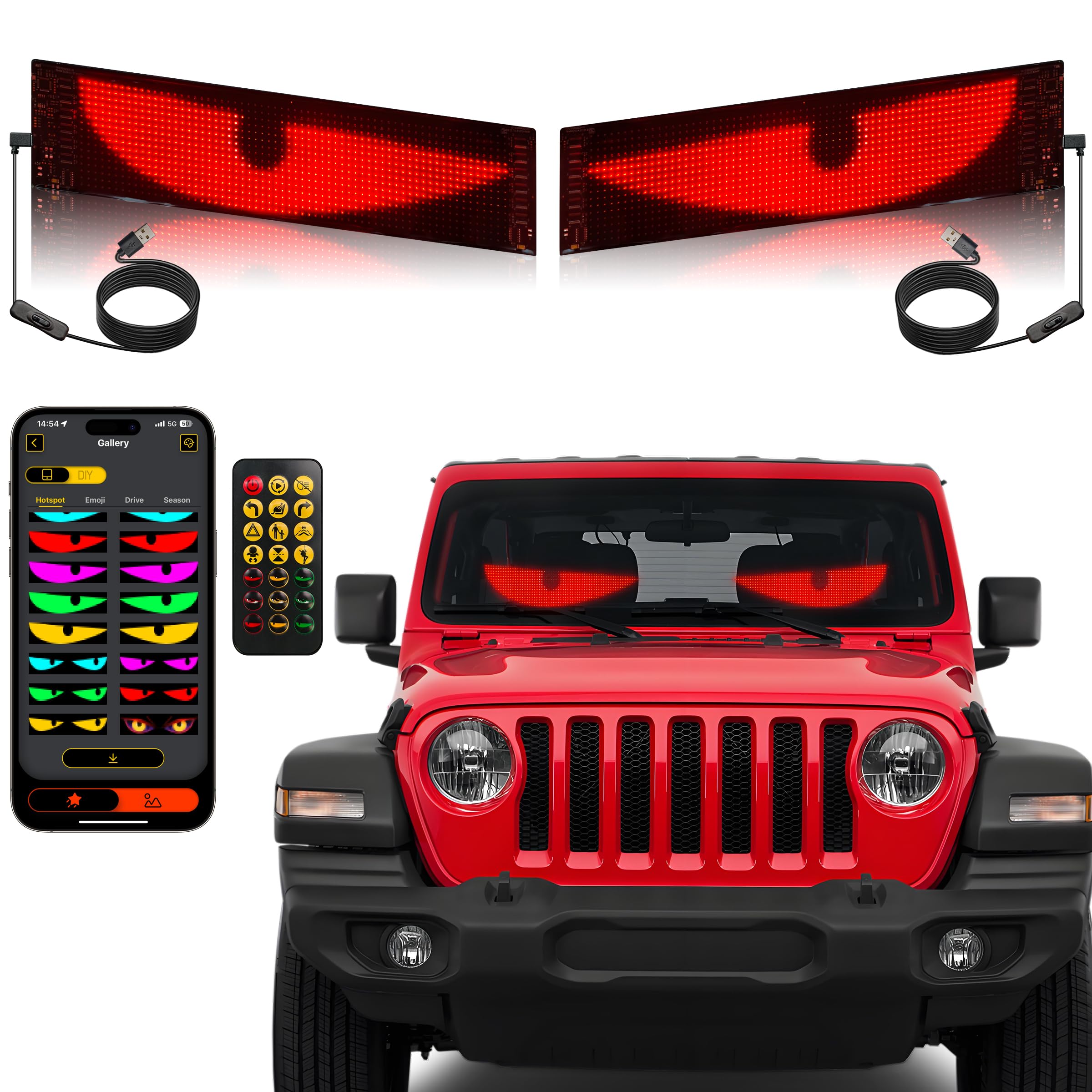 Amazon.com: 2PCS 23.4in*4.73in Devil Eyes Light for Windshield