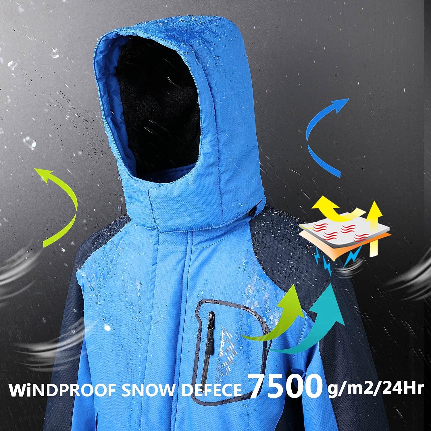 OHSNMAKSL Boy's Waterproof Ski Jacket Warm Winter Snow Coat Kids Fleece Snowboarding Jackets Thick Hooded Windproof Coats - Image 4