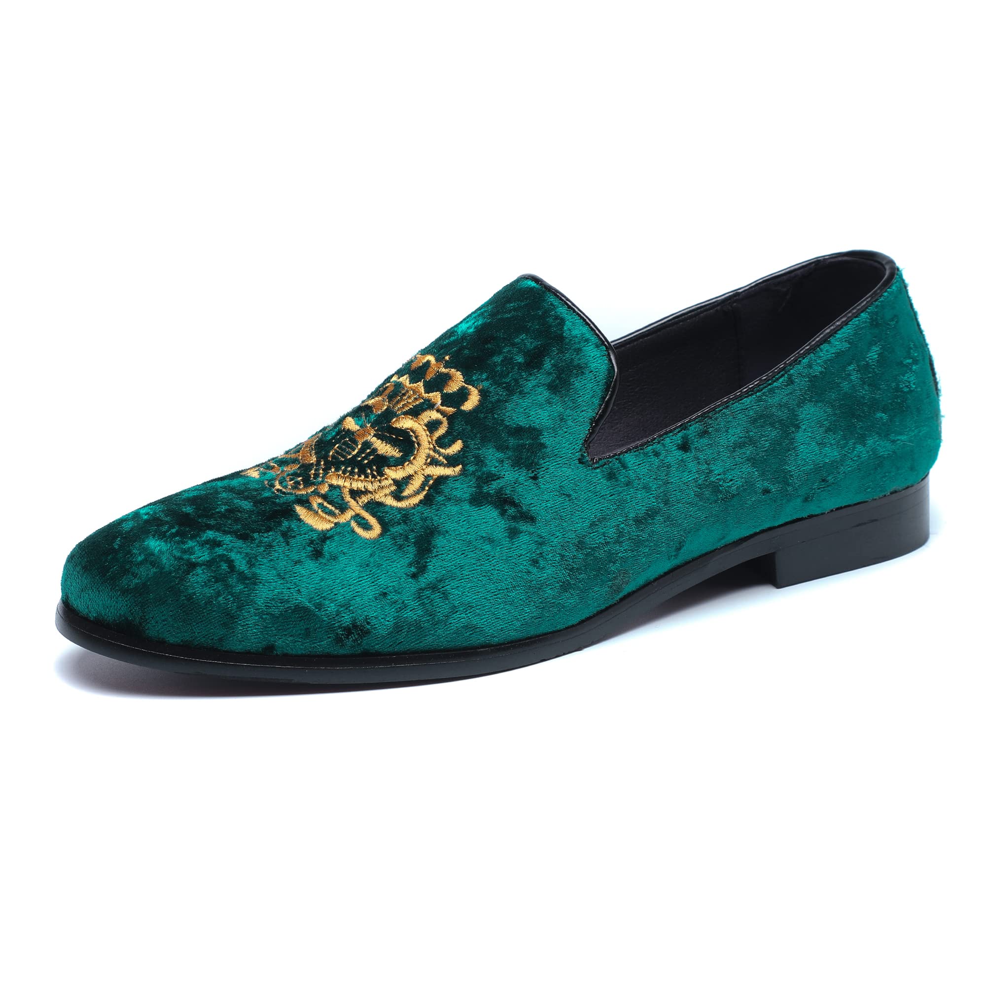 FLQL Men's Luxury Penny Loafer Slip-On Velvet Shoes Party Dancing Shoes Suede Wedding Shoes Plus Size 7-13