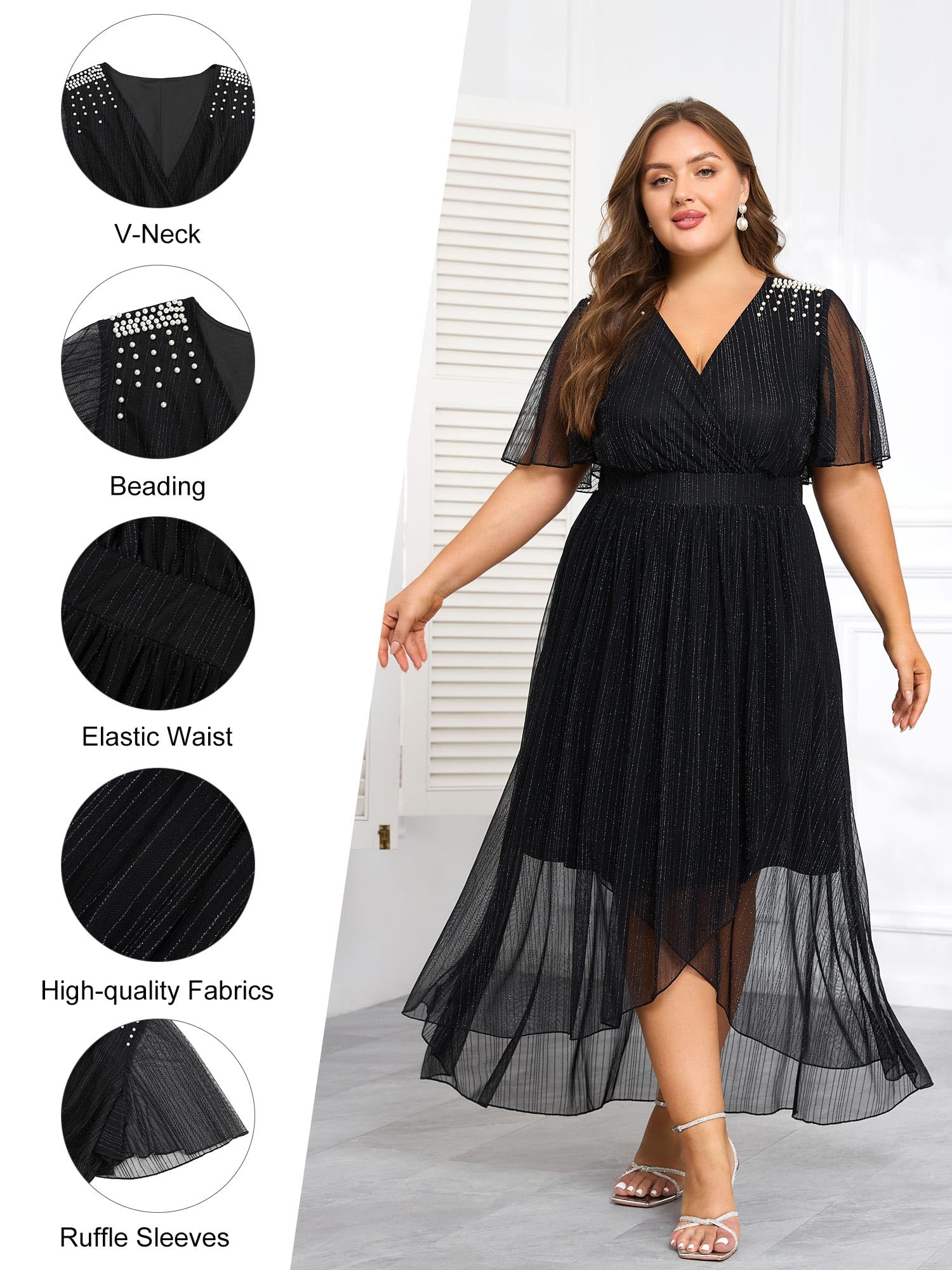 ZNU Plus Size Prom Dresses 2025 - Elegant Summer Wedding Guest Dress, Formal Cocktaill Dress for Women