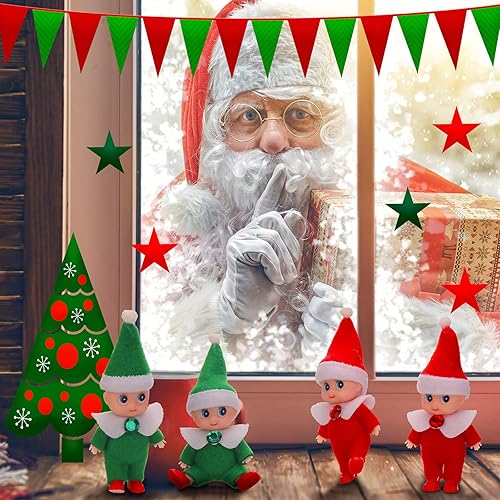 Miniatura 5 de 6 muñecas de elfo de Navidad para bebé, gemelos, juguetes para niños y niñas, accesorios en miniatura de Navidad para Año Nuevo (rojo, verde)