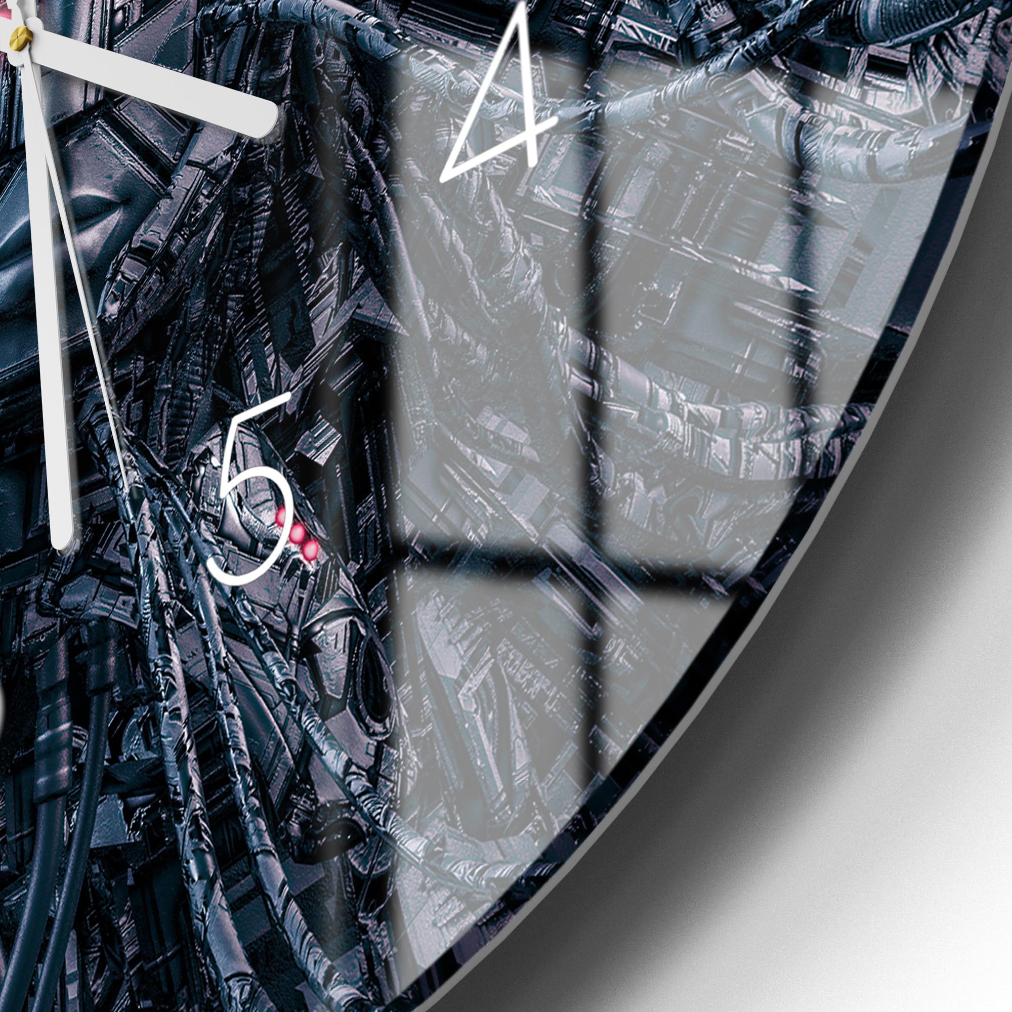 DEQORI Orologio in vetro | rotondo Ø 50 cm | motivo Techno sintesi | grande orologio XXL design in vetro | orologio da parete silenzioso per soggiorno e cucina | orologio moderno per la parete