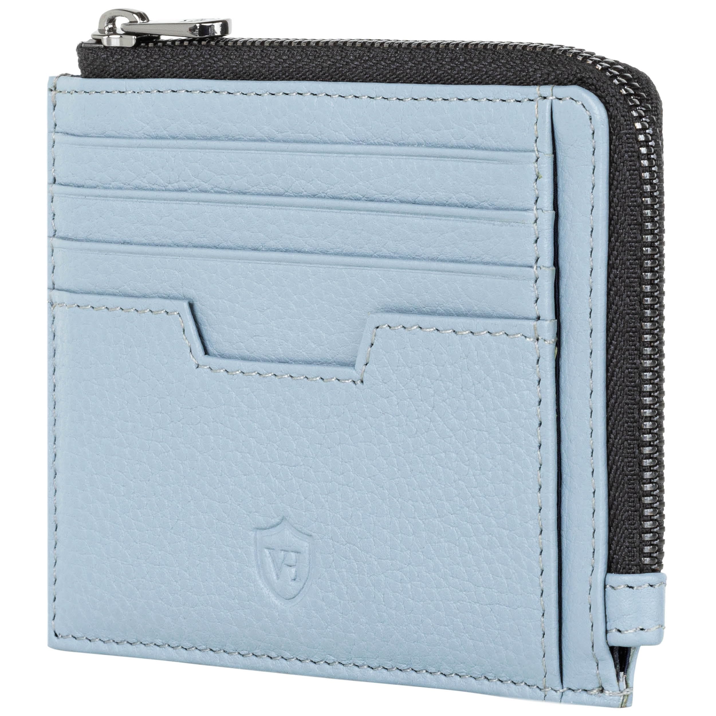 VON HEESEN Leder Kartenetui Geldbörse Herren & Damen Kreditkartenetui (Medium, Hellblau)