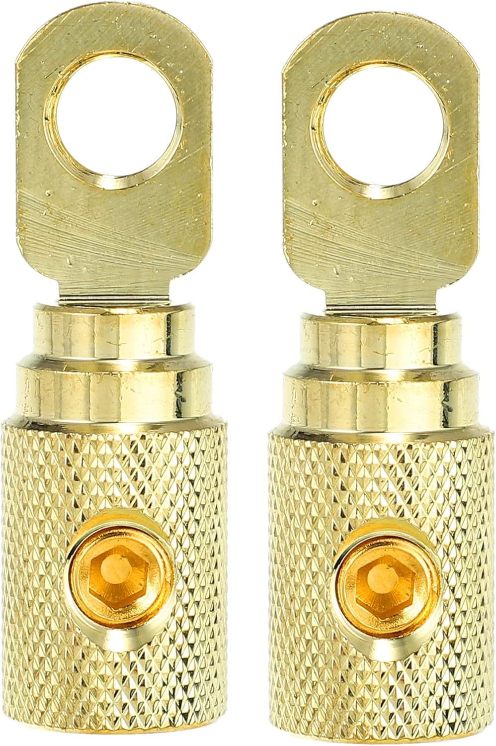 X AUTOHAUX 2pcs Amp Input Reducer Copper 4 Gauge Car Stereo Audio AWG Pin Power