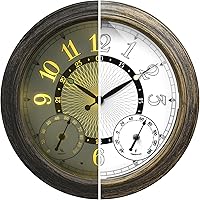 Pytha Sight 15 Inch Illuminated Outdoor Clock Waterproof Metal Wall Clock with AI Light Sensor Thermometer Hygrometer for Patio Pool Garden